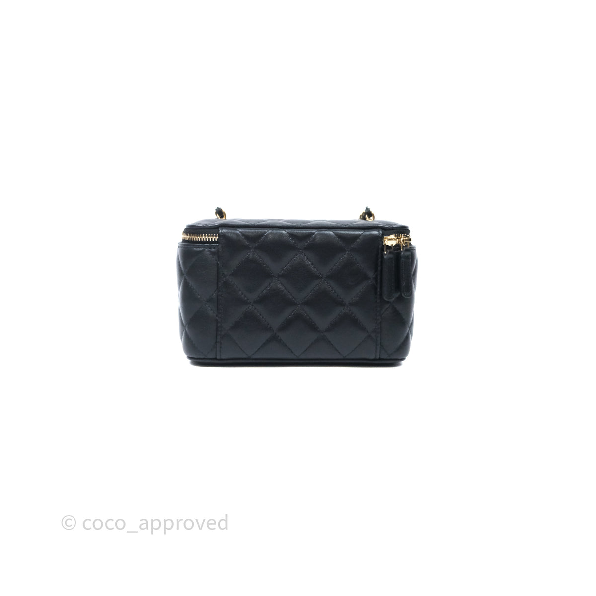 Chanel Pearl Crush Vanity With Chain Black Lambskin Gold Hardware