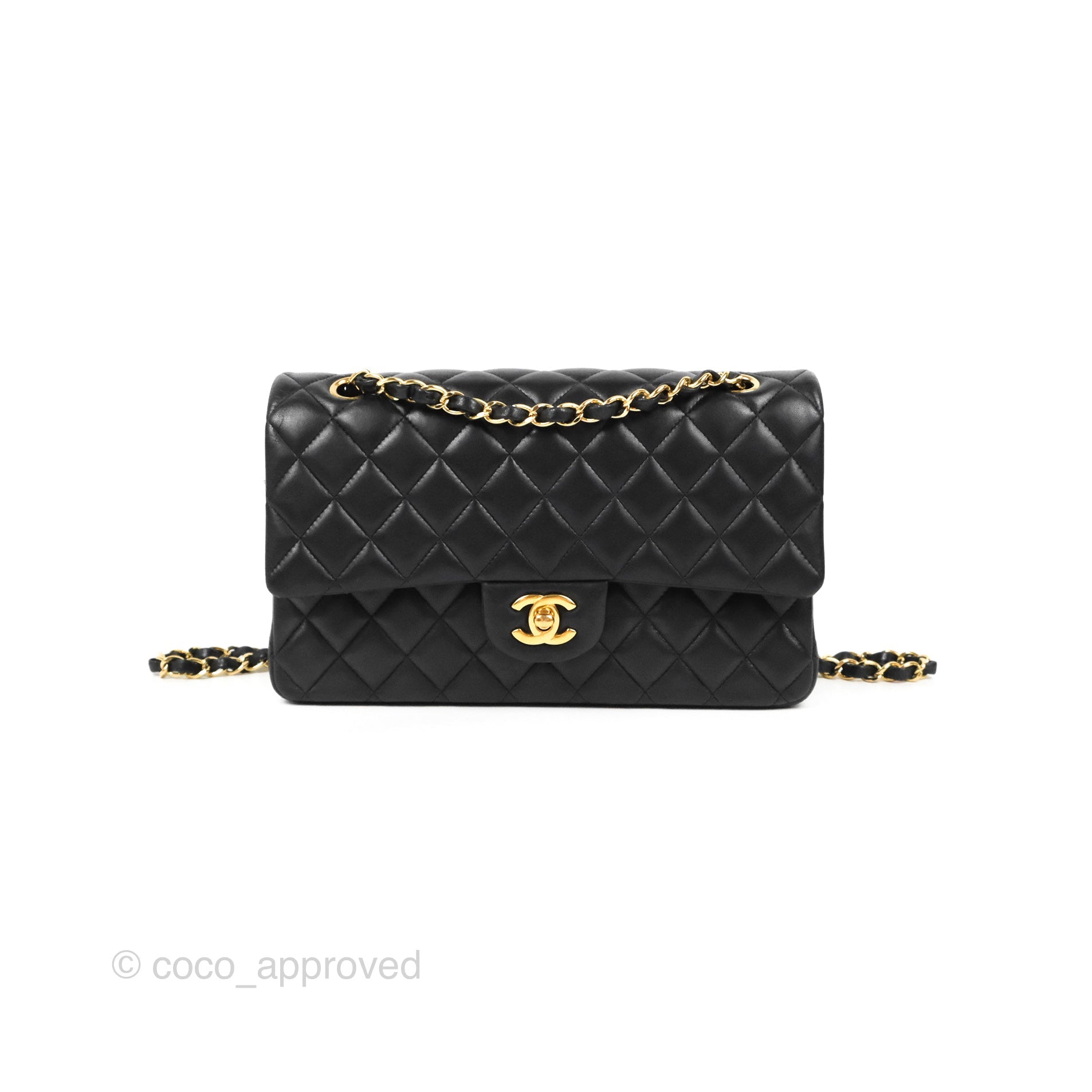 Chanel Black & White Double Heart Mini Bag With Chain 23S