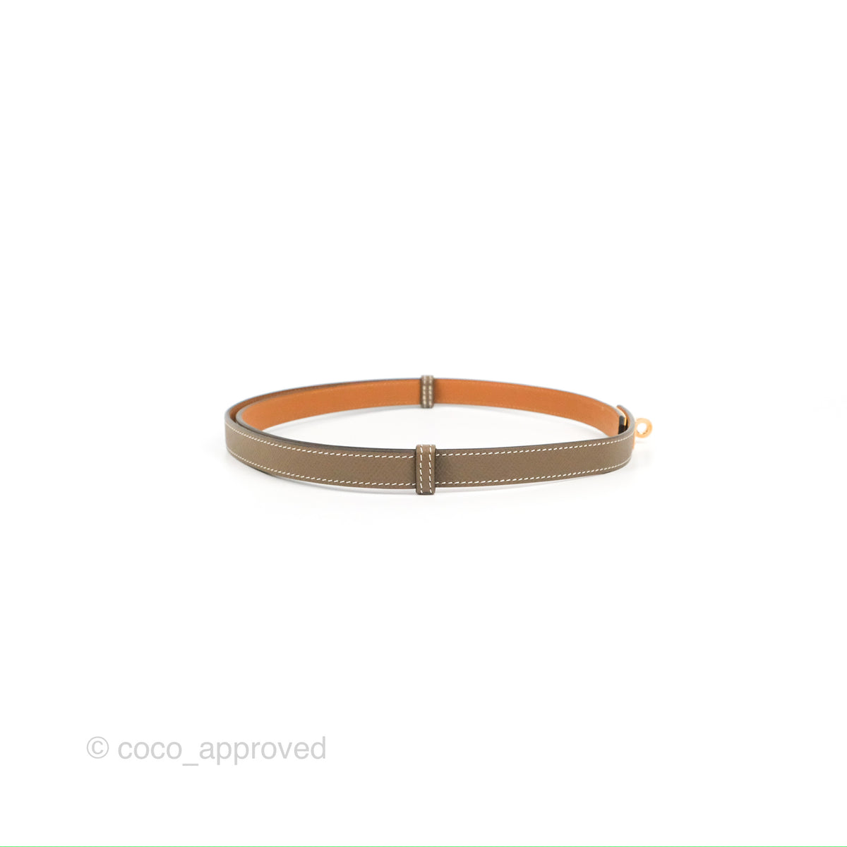 Hermès Kelly Buckle Belt Etoupe Epsom Rose Gold Hardware – Coco Approved  Studio