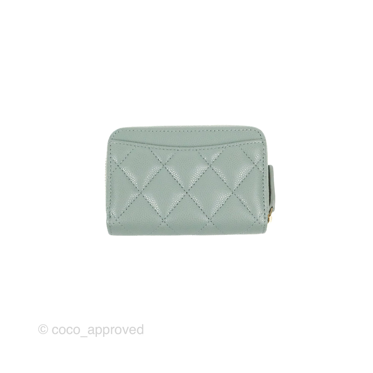 Chanel Classic Quilted Zipped Coin Purse Tiffany Green Caviar Gold Har –  Coco Approved Studio