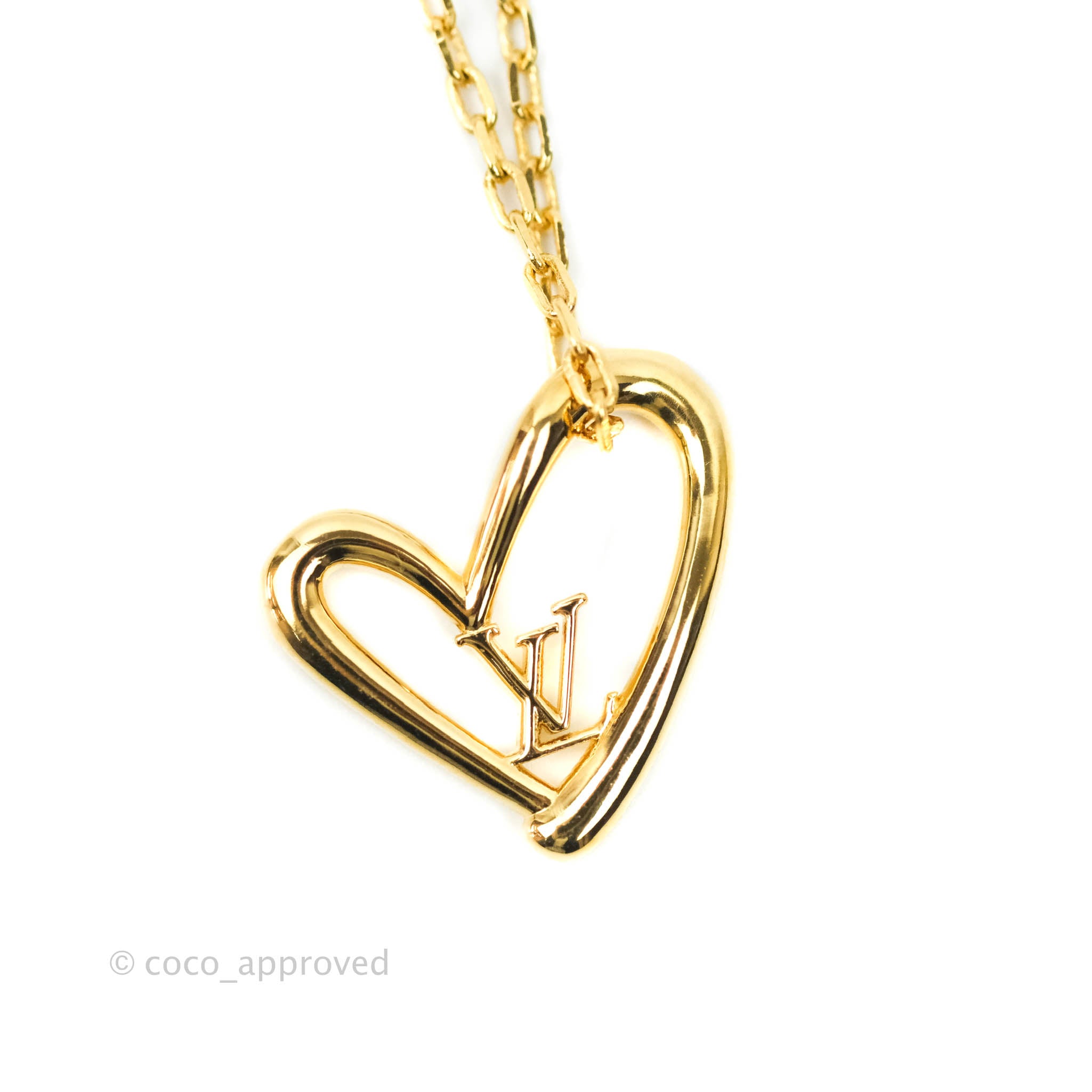 Louis Vuitton Fall In Love Heart Necklace Gold Tone – Coco Approved Studio