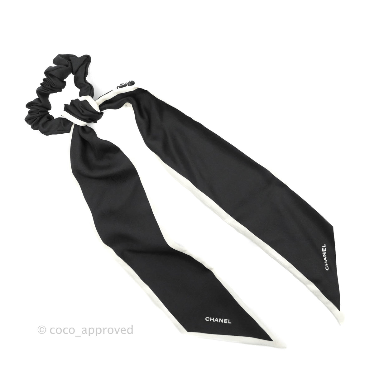 Chanel Bow Silk Hair Accessory Ivory & Black