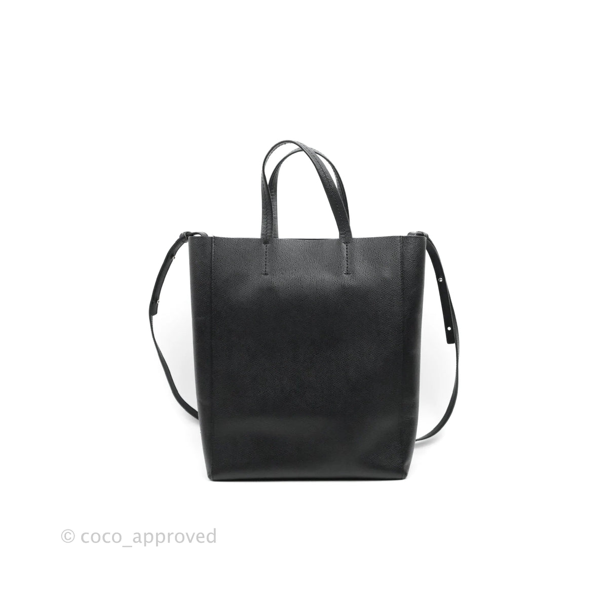 Celine Small Vertical Cabas Tote Black Grained Calfskin Silver