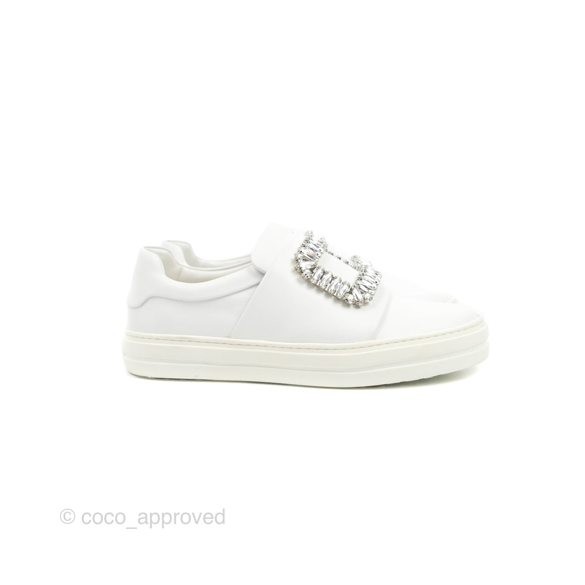 Roger Vivier Sneaky Viv Embellished Leather Sneakers White