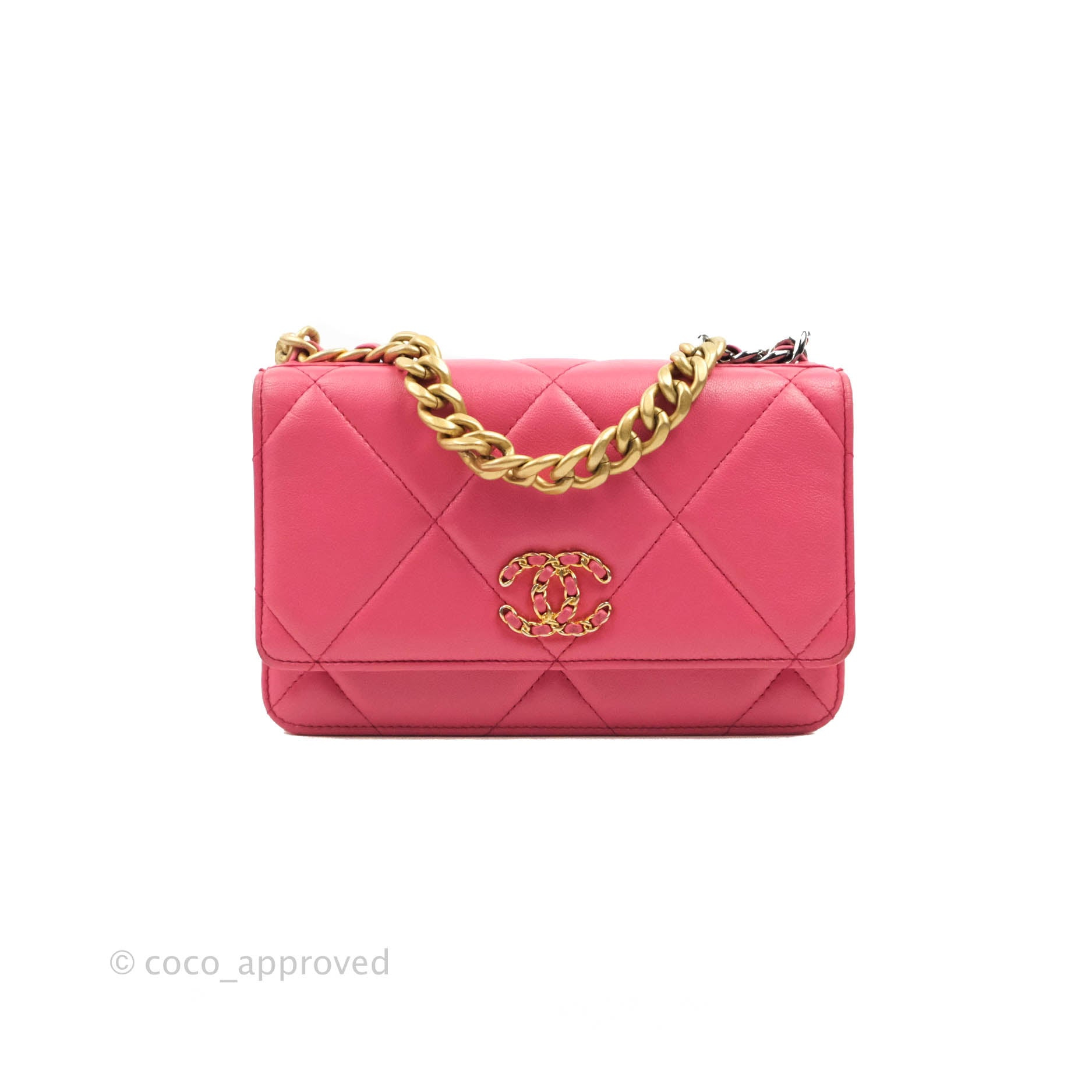 Prada Neon Iridescent Pink Wallet On Chain
