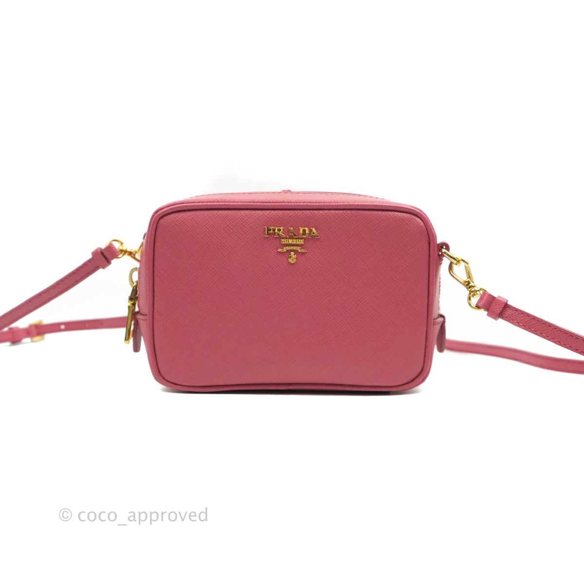 Saffiano Mini Zip Crossbody Bag Pink