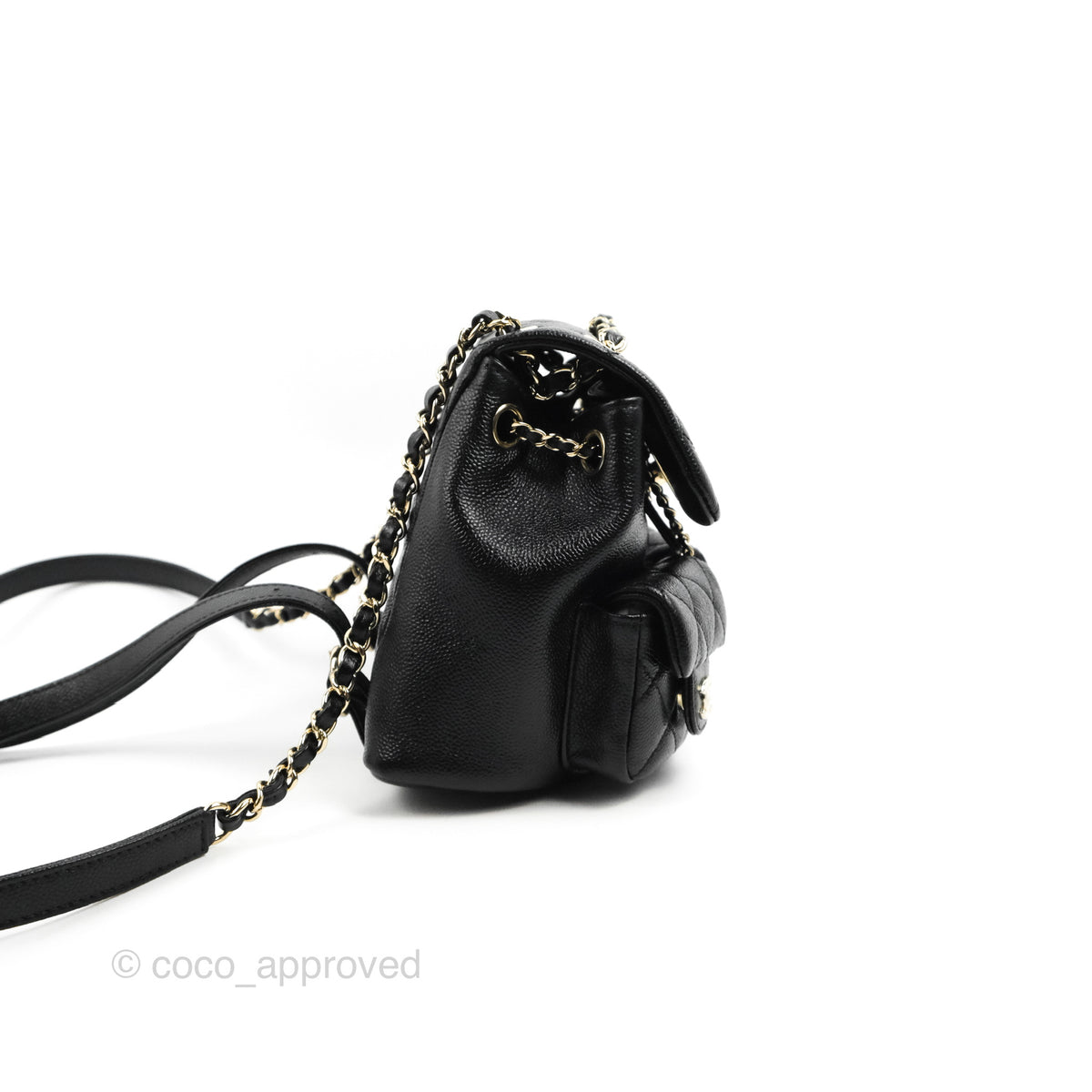 Chanel Duma Backpack Small Black Caviar Gold Hardware 23P Coco