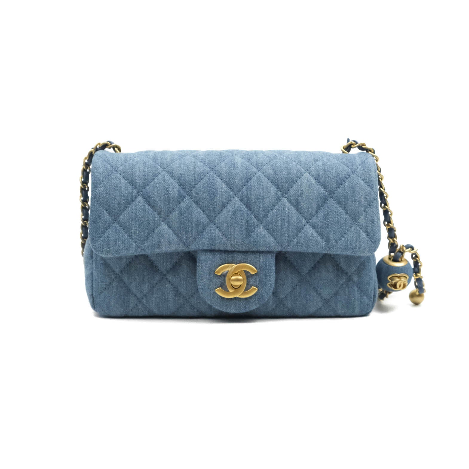 Chanel Brand New SOLD OUT Classic Timeless Denim Pearl Crush Mini