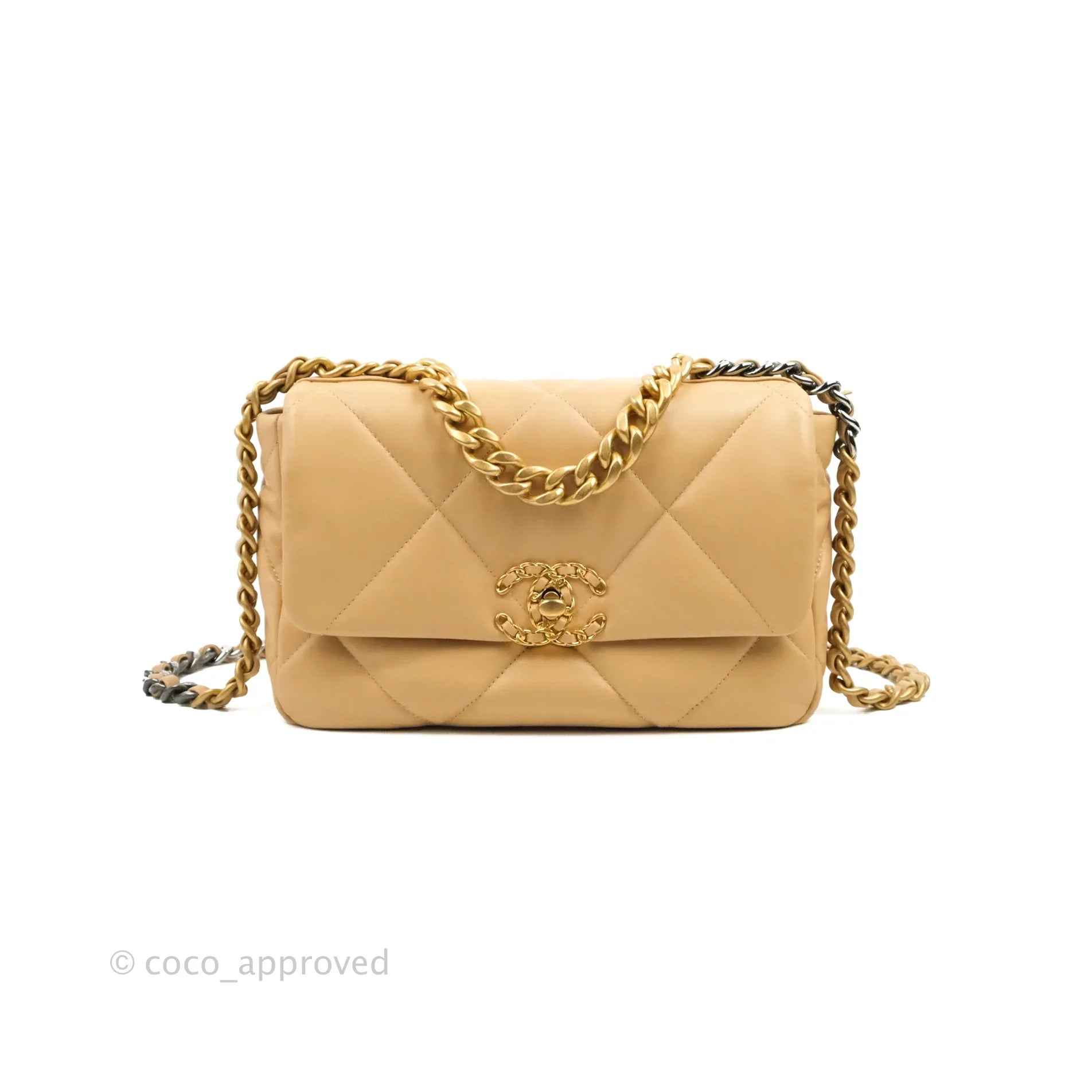 Chanel 19 best sale dark beige small