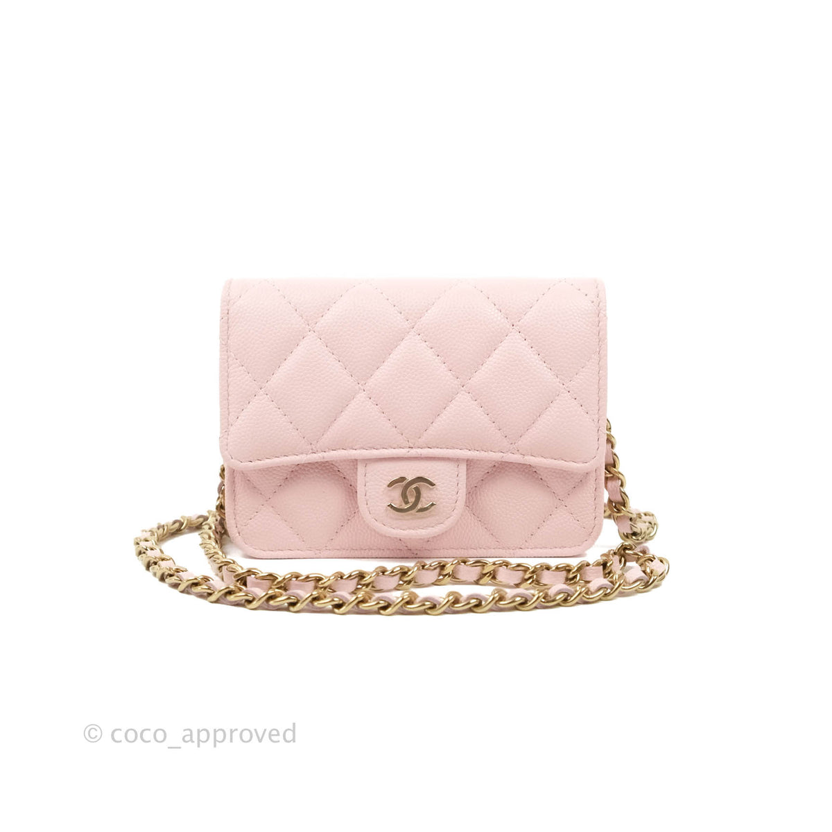 CHANEL Small Coin Purse Pink Caviar Light Gold Hardware 2018 - BoutiQi Bags