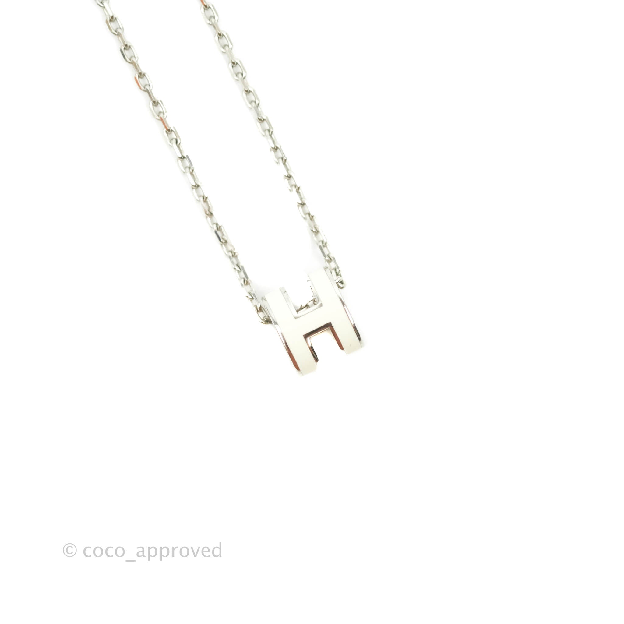 Hermès Mini Pop H White Pendant Necklace Silver Hardware – Coco