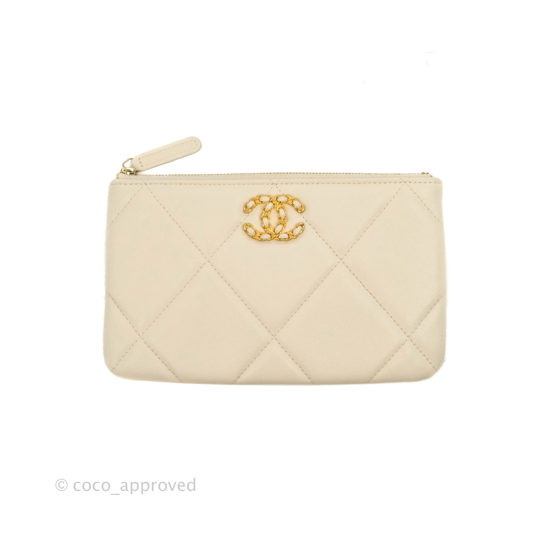 Chanel 19 Small Pouch Beige Lambskin Gold Hardware – Coco Approved Studio