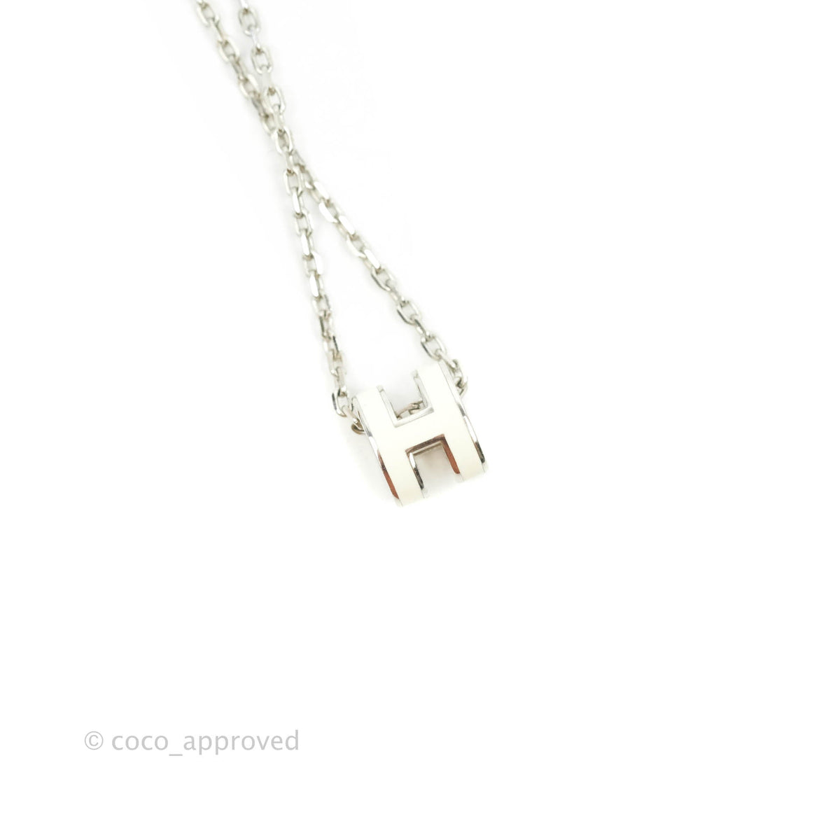 Hermès Mini Pop H White Pendant Necklace Silver Hardware