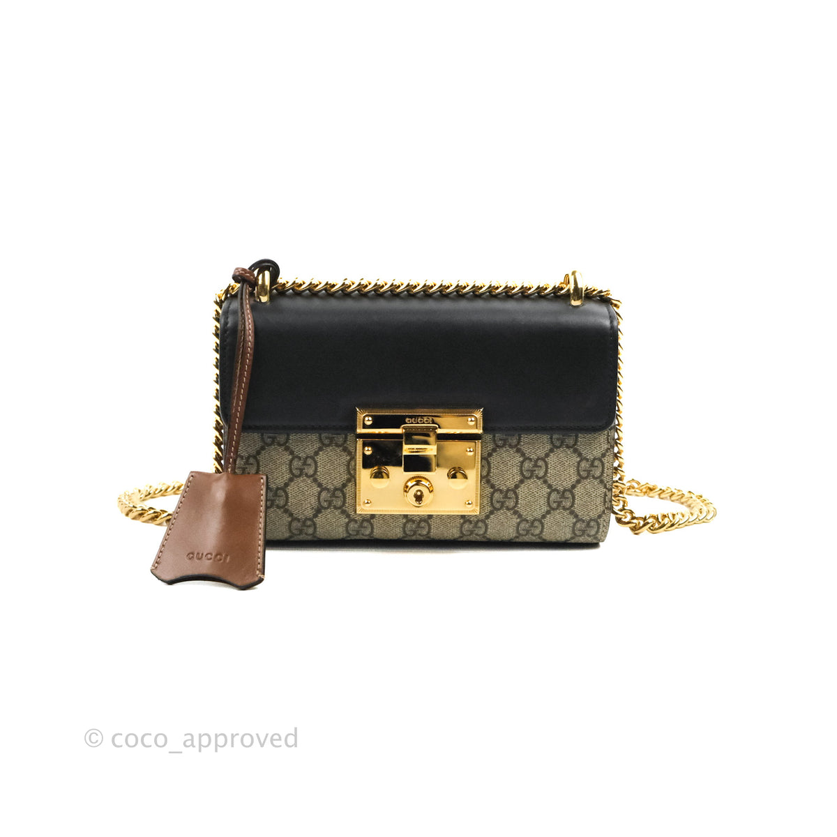 Gucci Padlock Small GG Shoulder Bag Black Beige/ Ebony GG Supreme Canv