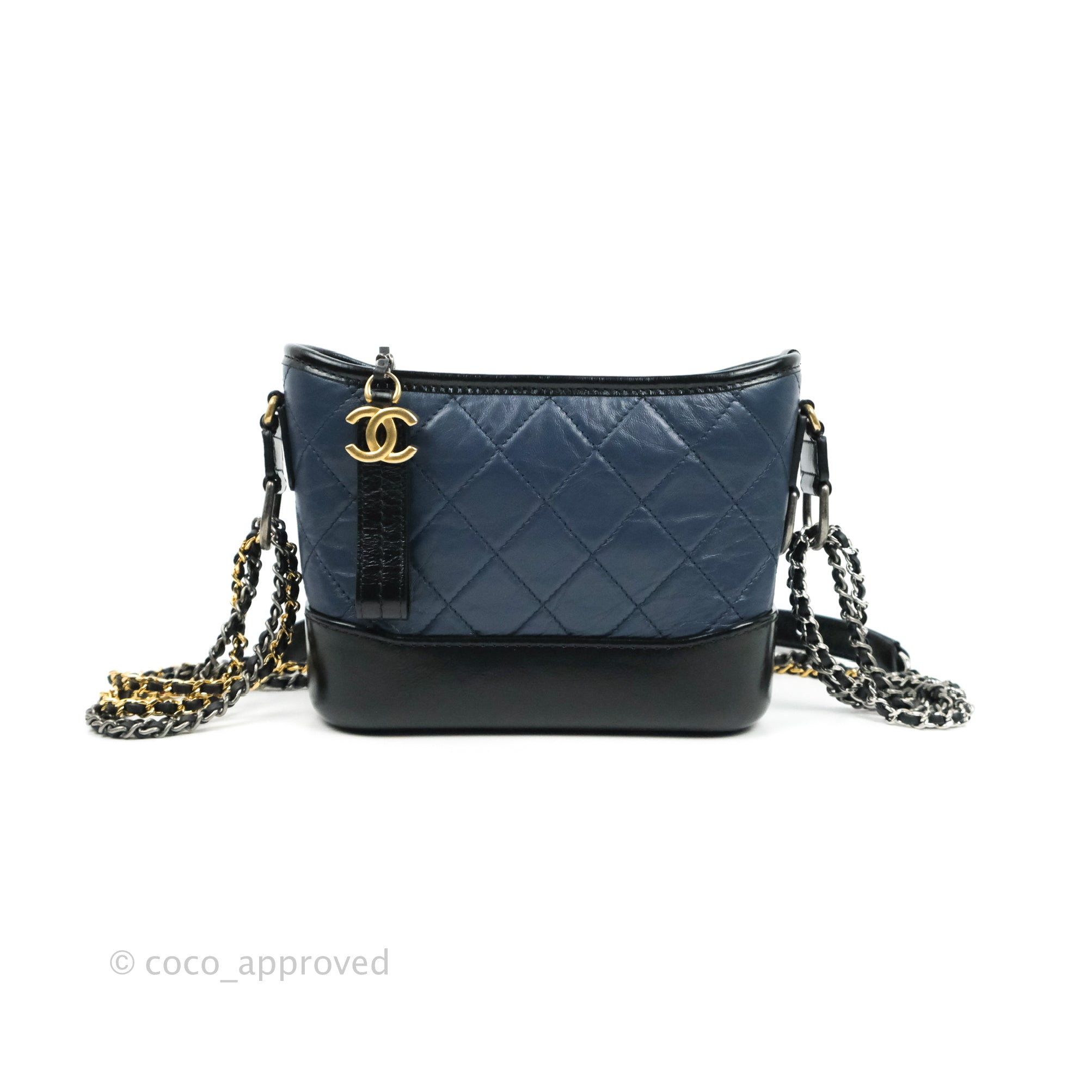 Chanel Quilted Small Gabrielle Hobo Navy Black Aged Calfskin Mixed Har –  Coco Approved Studio