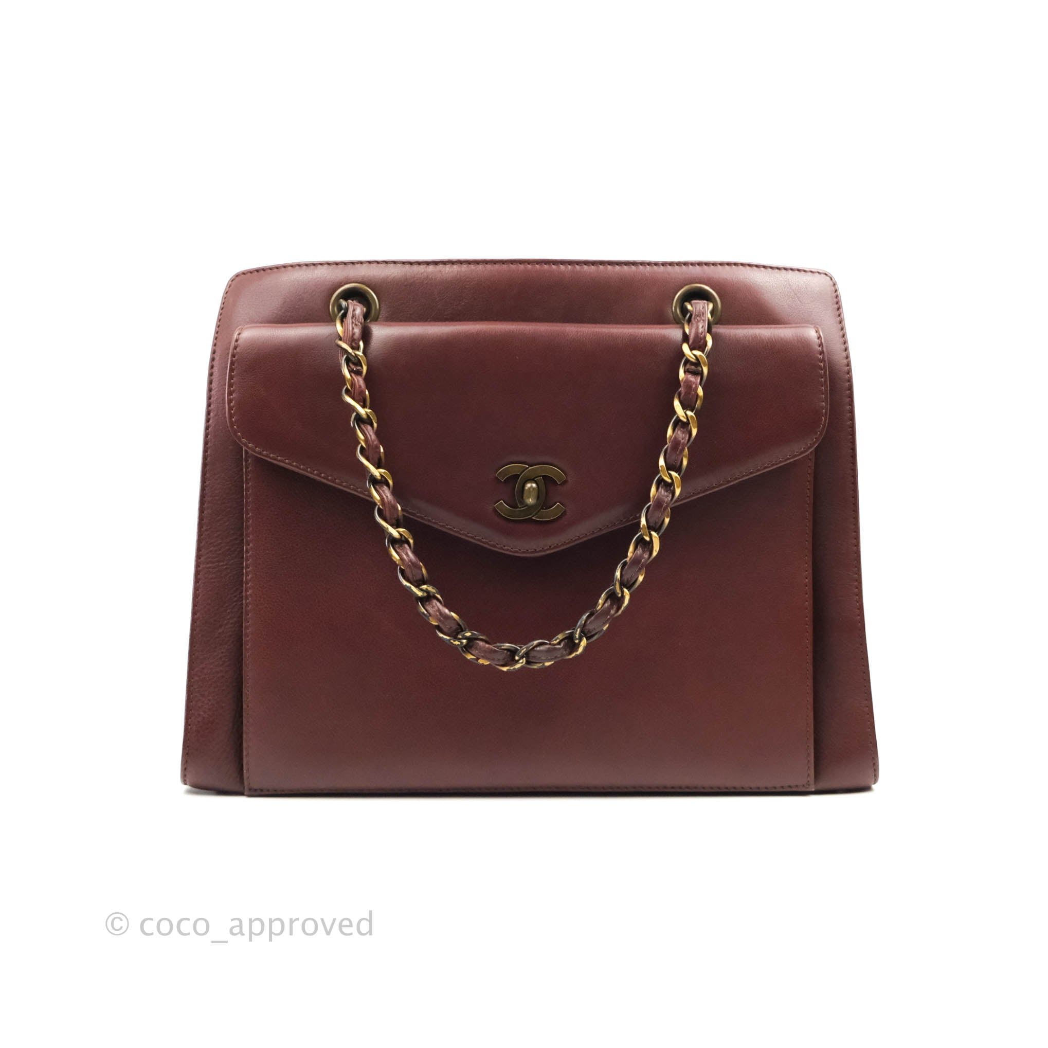Chanel Burgundy Caviar Leather Rock Shopping Tote