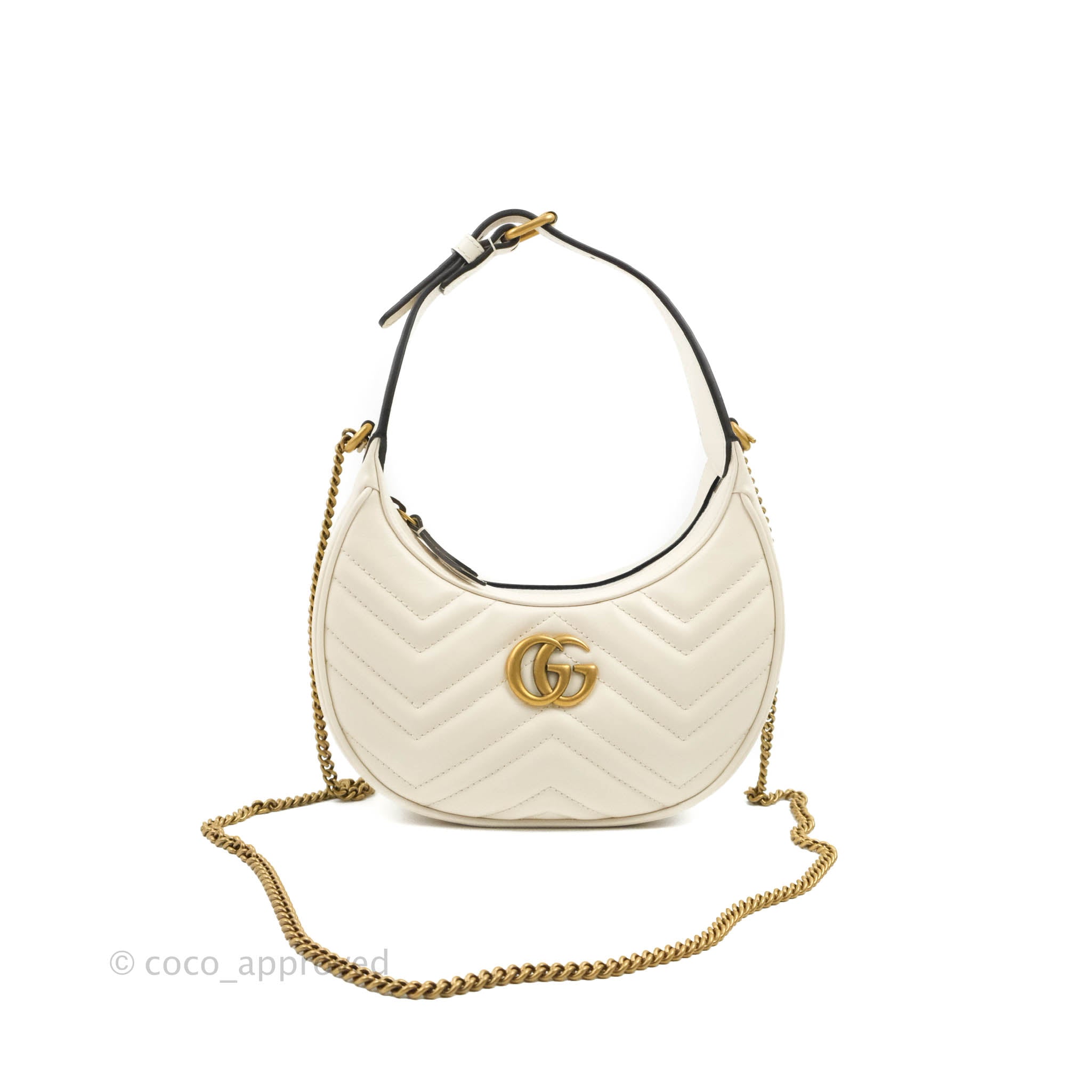 Gucci Gg Marmont Half-moon Shaped Mini Bag In White
