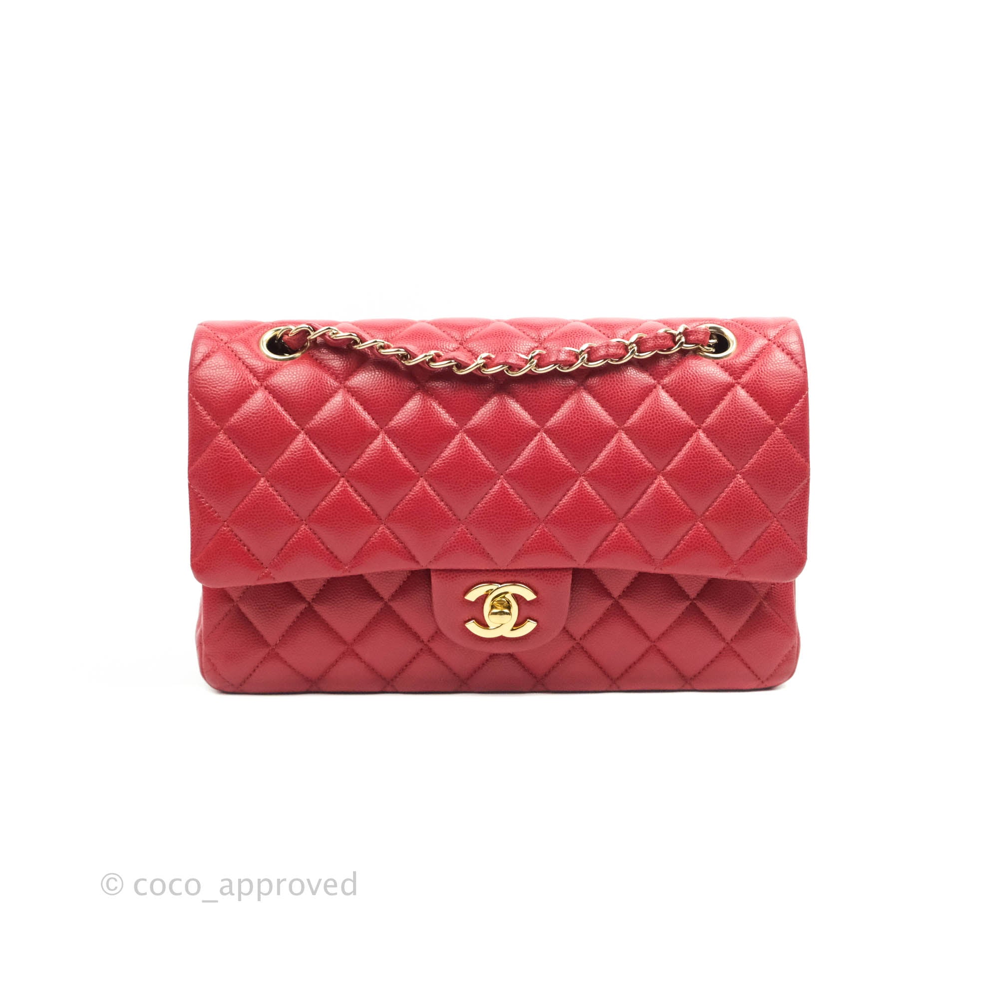 Sweeten os selv tema Chanel Classic M/L Medium Double Flap Red Caviar Gold Hardware – Coco  Approved Studio