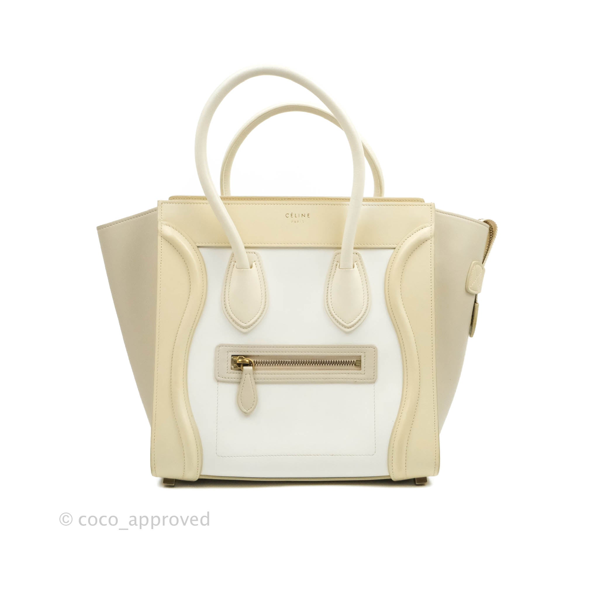 Celine Bucket Bag Small Triomphe White in Coated Canvas/Calfskin with  Gold-tone - US