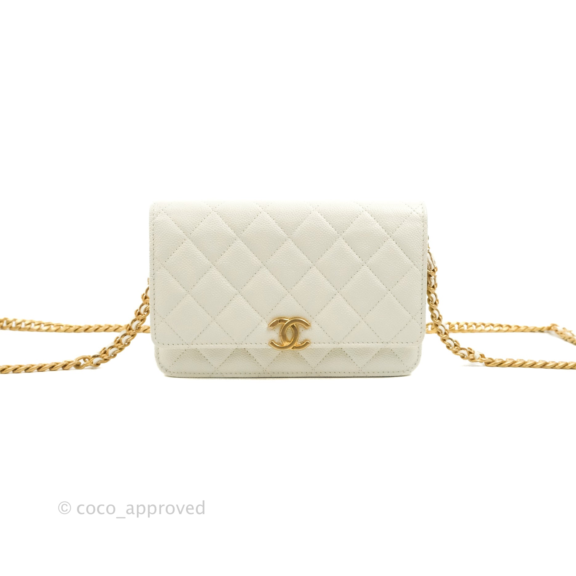 Chanel Key Pouch Quilted Caviar White 11434949