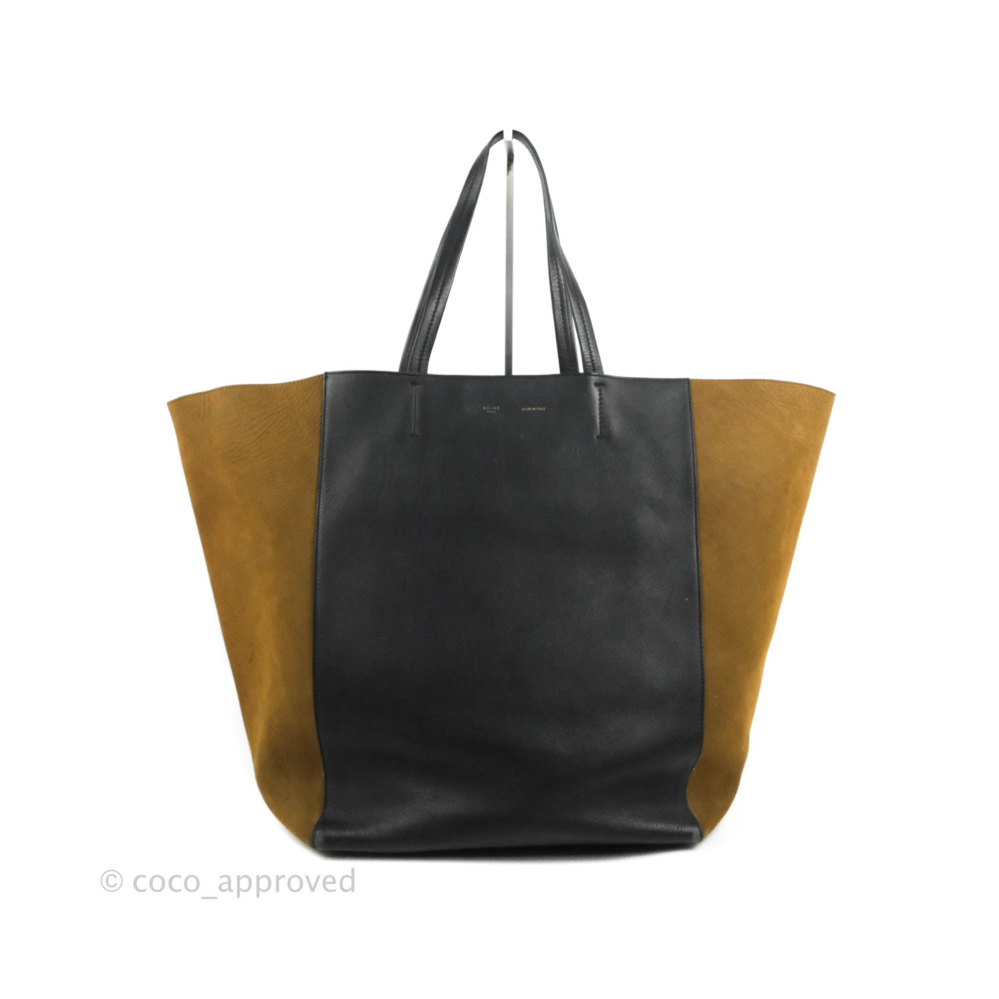 Celine Large Cabas Phantom Brown Suede Black Calfskin – Coco Approved Studio