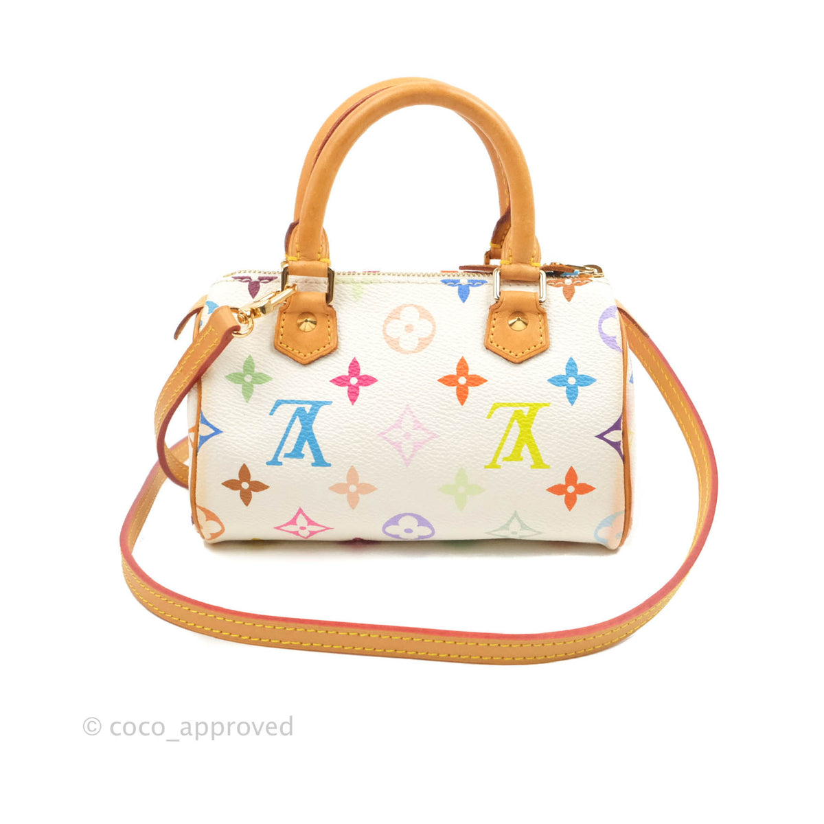 Louis Vuitton White Mini Speedy Murakami Multicolor Top Handle Bag