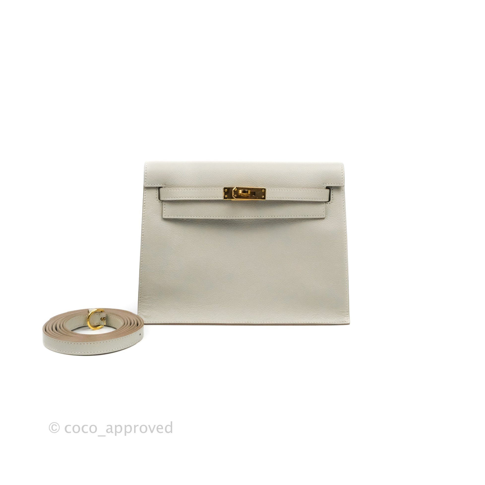 Hermès Kelly Danse II Gris Perle Ostrich with Gold Hardware