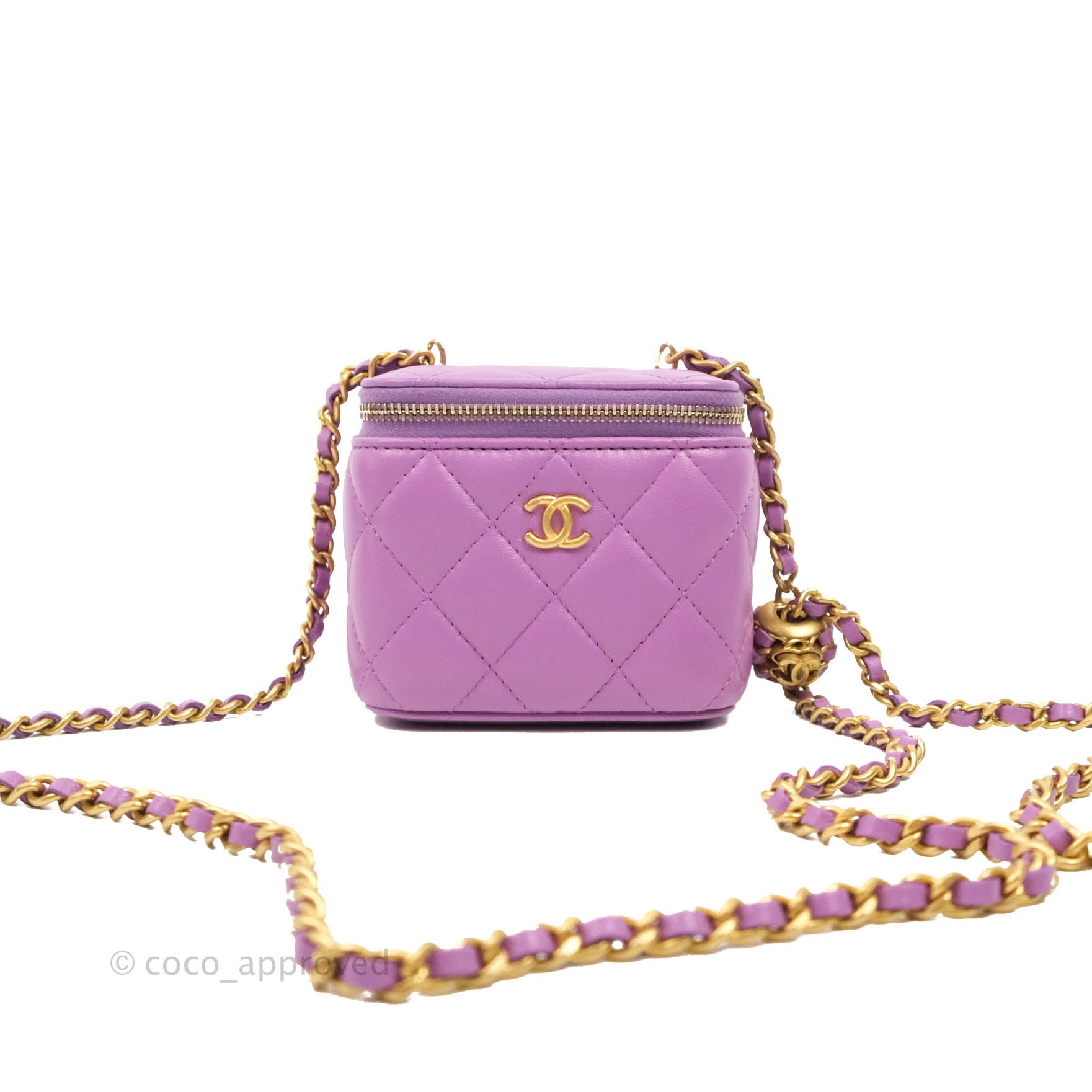Chanel Small Classic CC Vanity Case Purple Lambskin Gold Hardware
