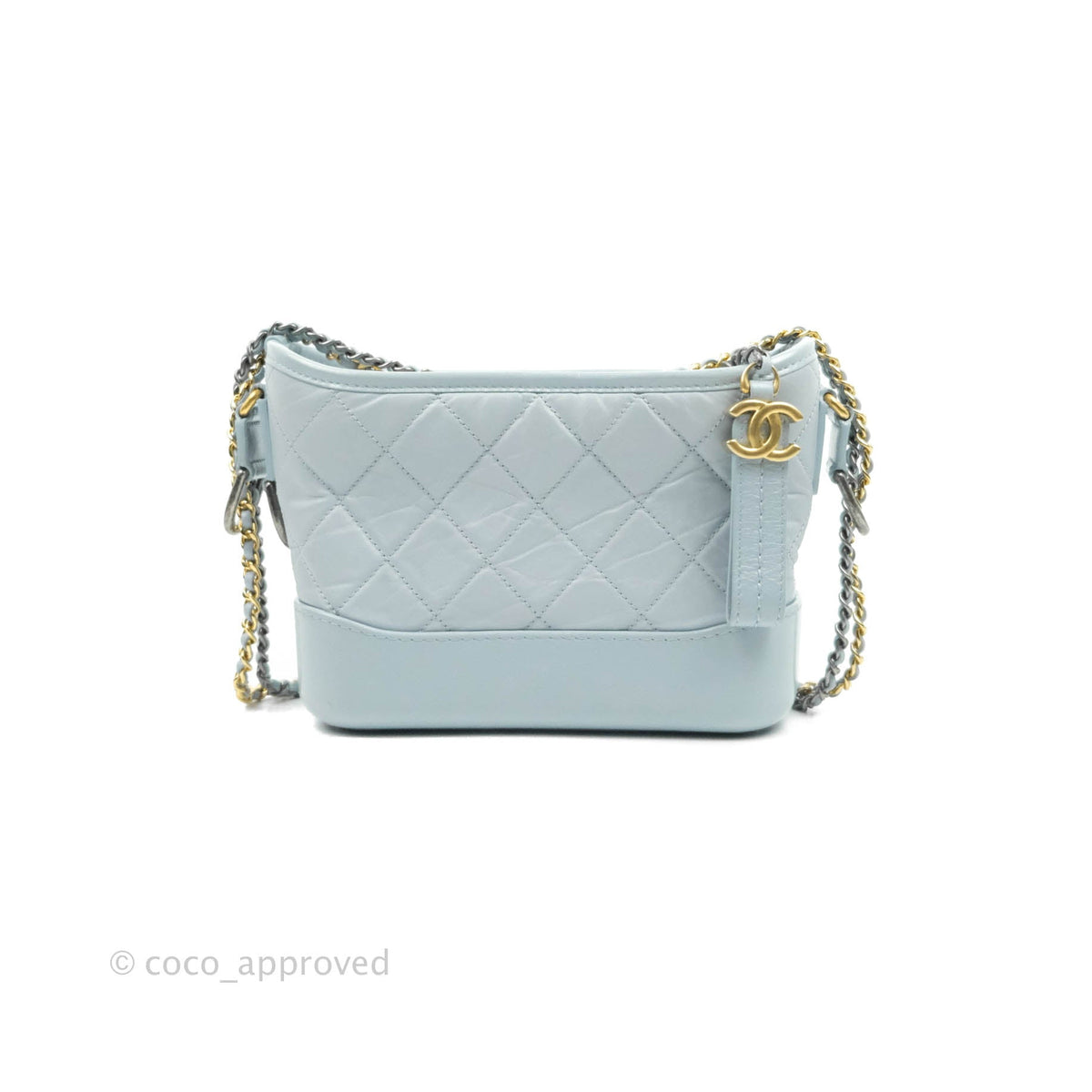 Chanel Aged Calfskin Quilted Small Gabrielle Hobo Light Blue