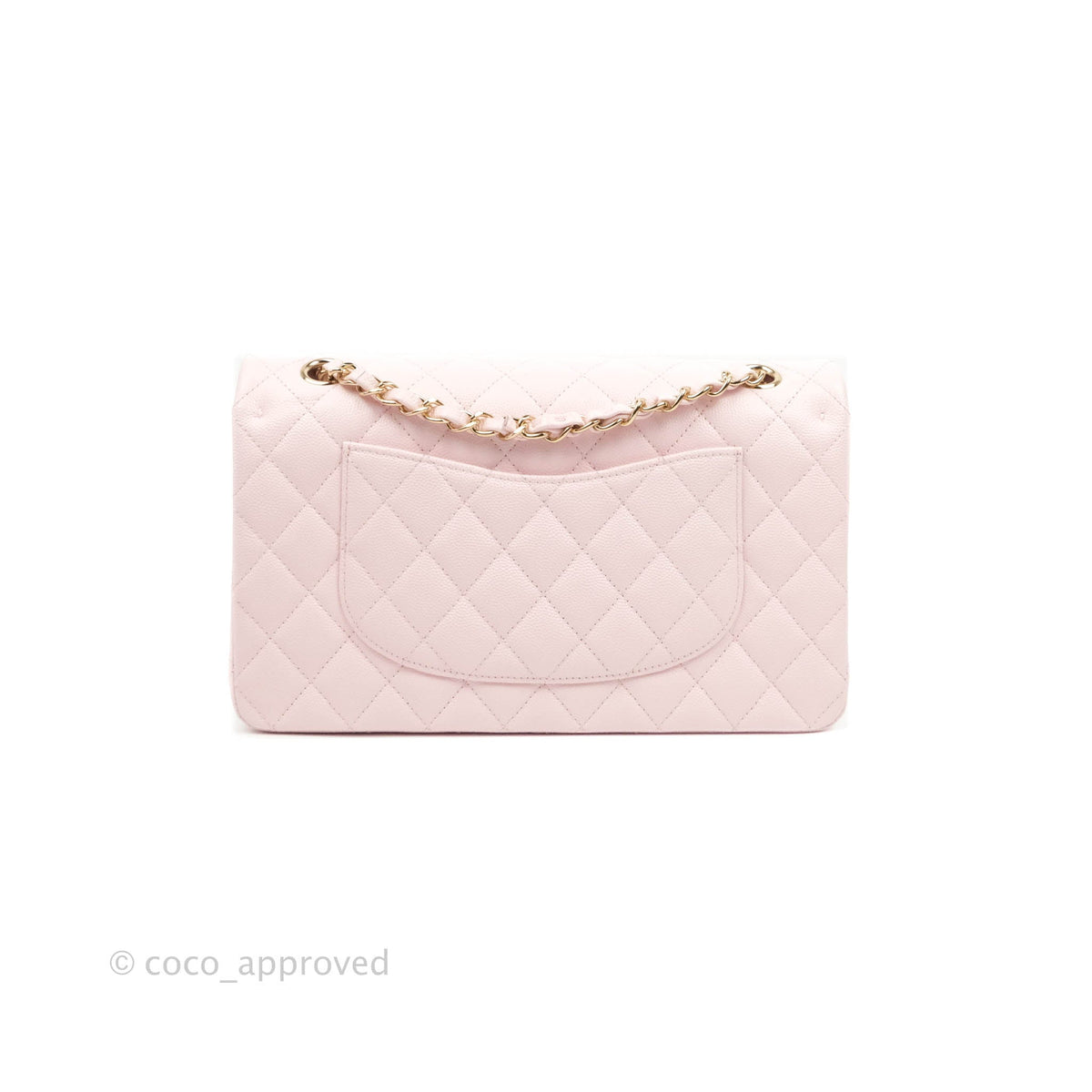 Chanel Classic M/L Medium Flap Quilted Light Pink Caviar Gold