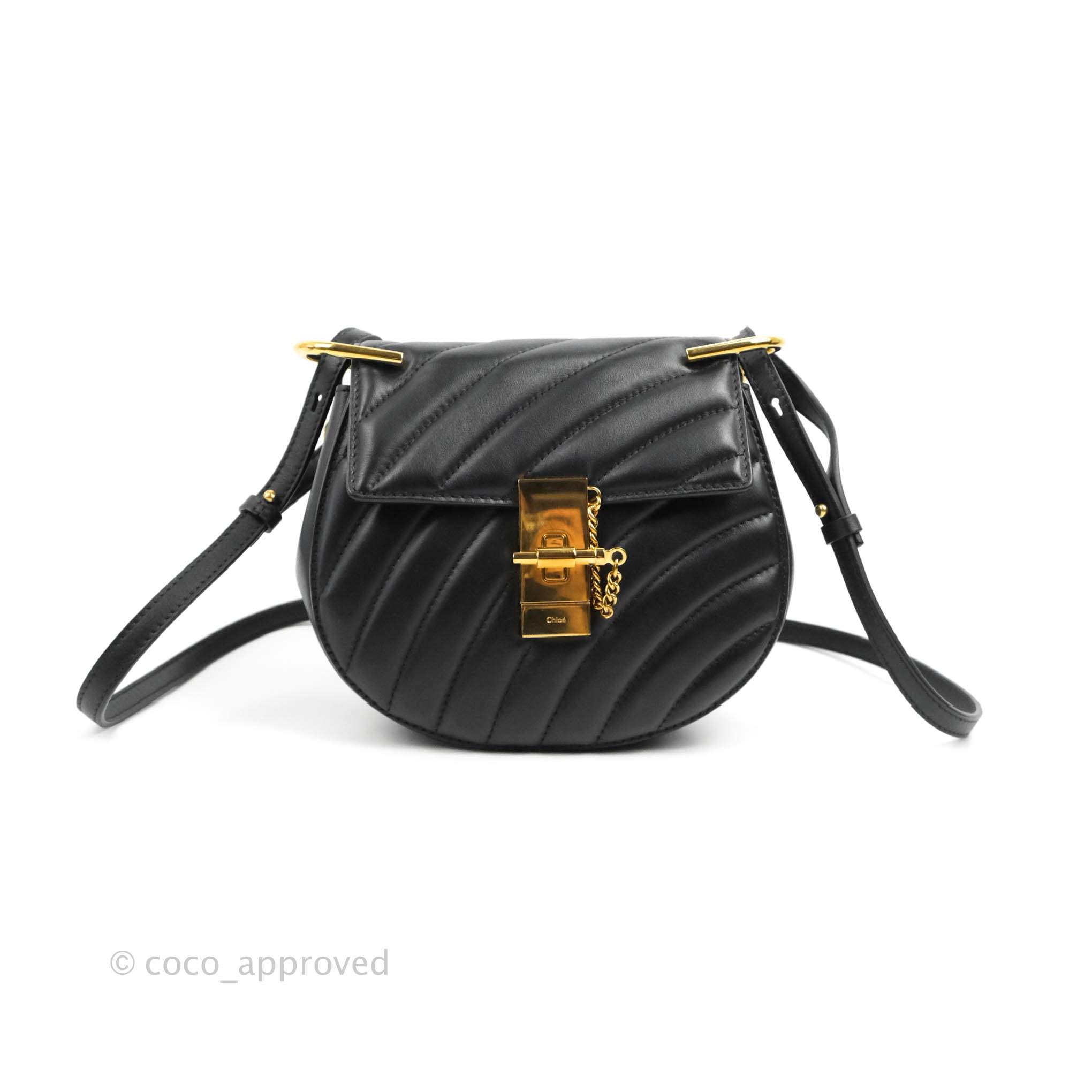 chloe mini drew crossbody backpack Chloe Quilted Mini Drew Bijou Crossbody Bag Black Smooth Calfskin Gold – Coco Approved Studio