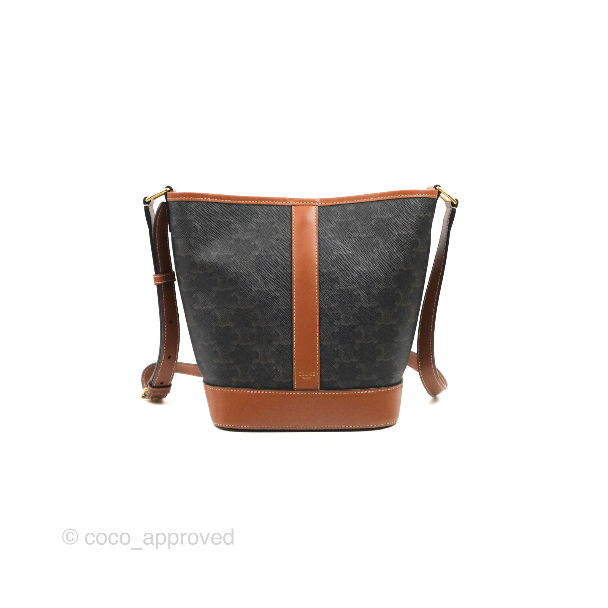 SMALL BUCKET IN TRIOMPHE CANVAS AND CALFSKIN - TAN
