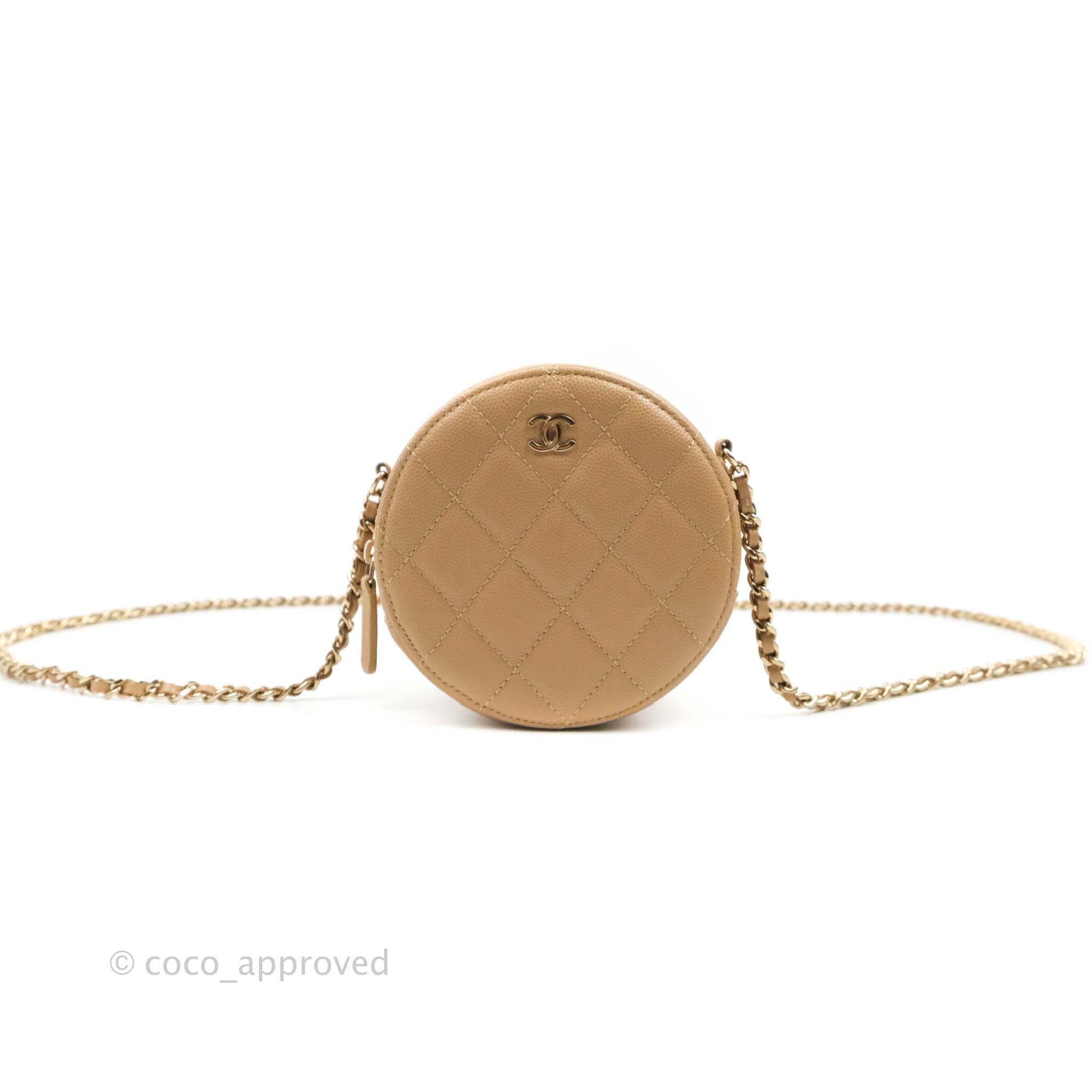 Gold Chanel Round Crossbody Chanel Round Circle Bag Dark Beige