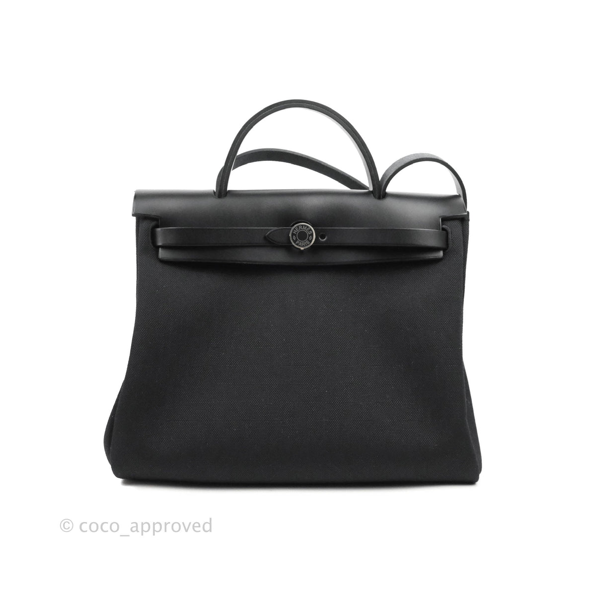 Hermes Herbag Zip 31 Black Coated Canvas