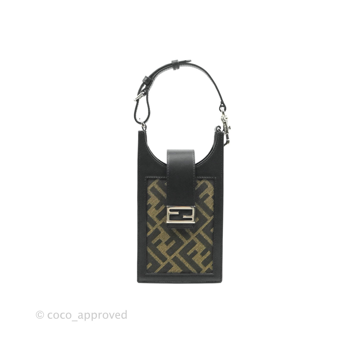 Fendi Baguette FF Brown Fabric Phone Bag