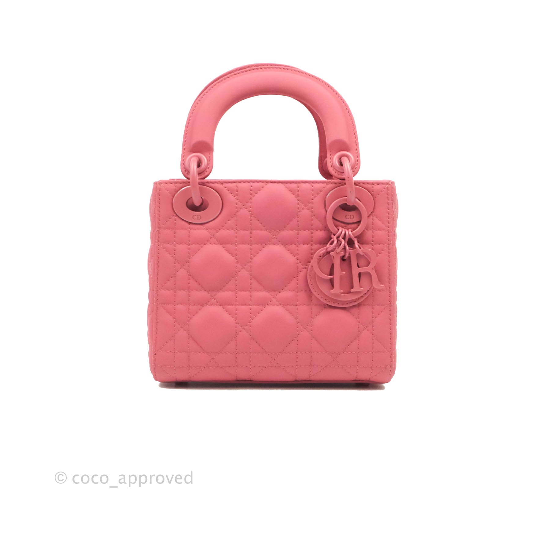 2014 Pre-owned Cannage Mini Lady Dior Two-Way Handbag - Pink