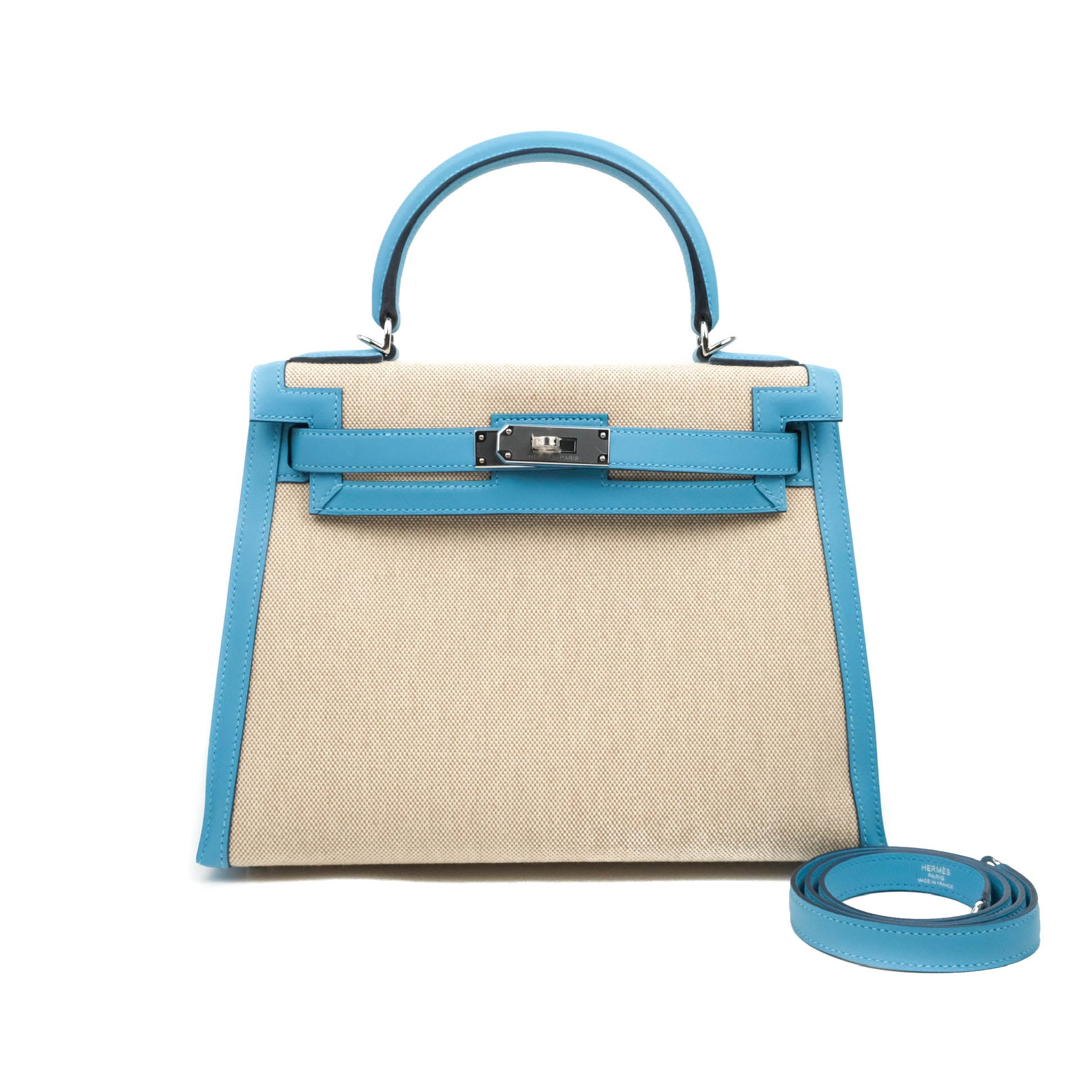 Hermes Kelly Handbag Bleu Du Nord Epsom With Palladium Hardware 25