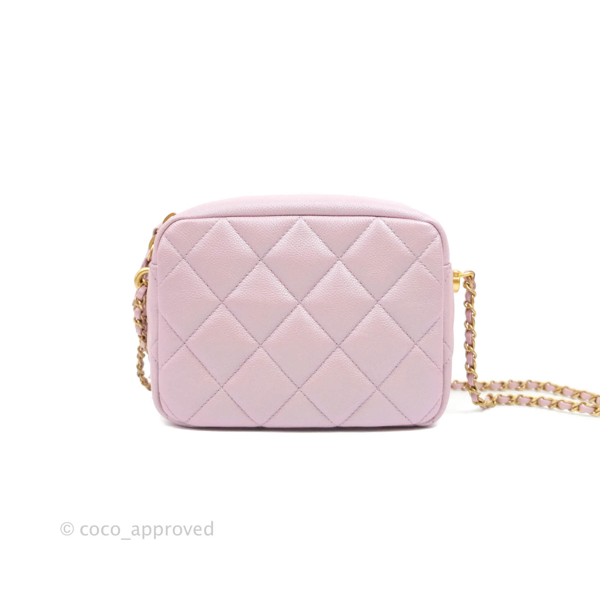 Chanel Quilted My Perfect Camera Case Iridescent Pink Caviar Aged