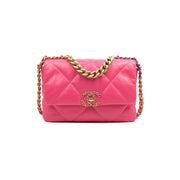 Chanel 19 Small Pink Goatskin Mixed Hardware