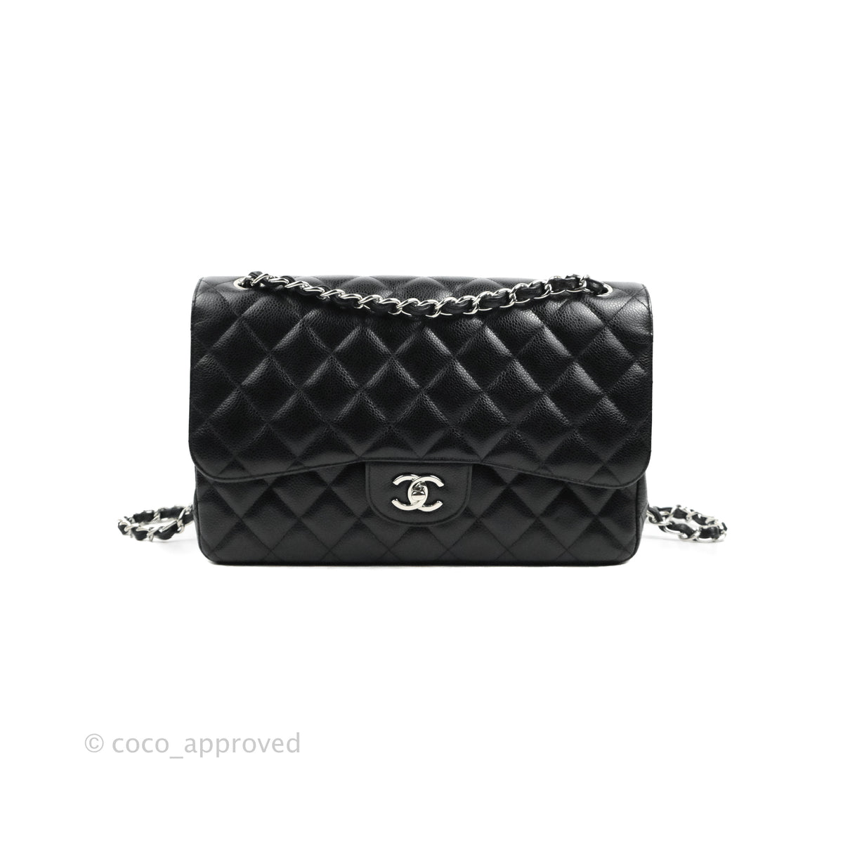 Chanel Black 2023 Jumbo Caviar Classic Double Flap Bag