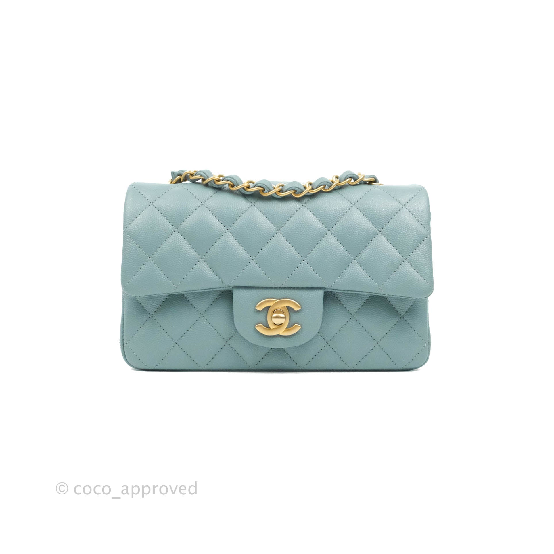 CHANEL Mini Flap Bag Iridescent Grained Calfskin & Gold-Tone Metal. Light  Blue - AS2855B06792NF481 - New this season