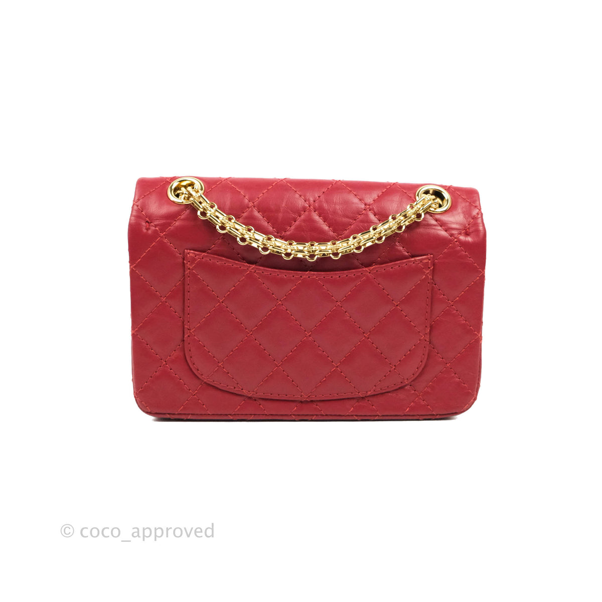 Authentic Chanel Quilted Red Calfskin Leather Reissue Flap Card Holder