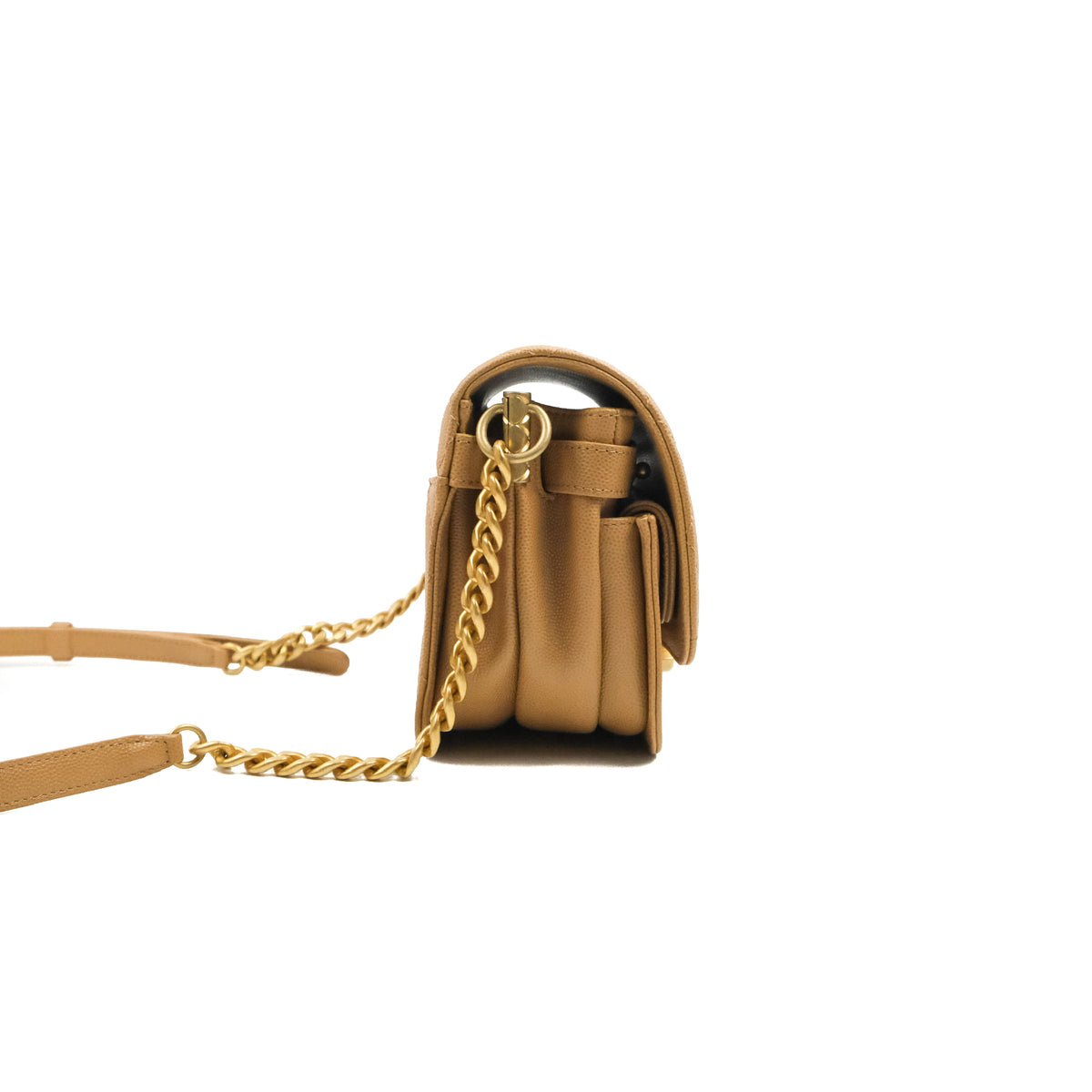 Chanel Mini Messenger Bag Beige Caviar Gold Hardware 21K Coco Approved Studio