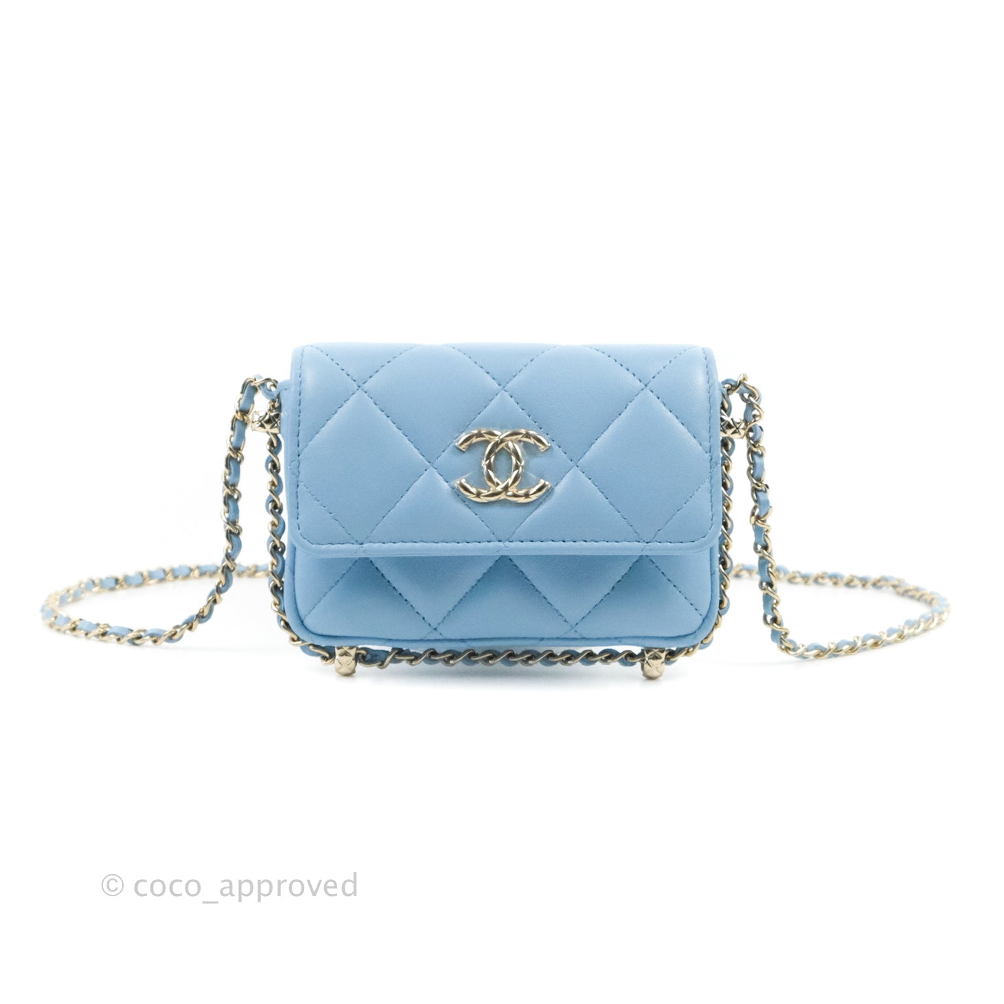 Chanel Mini Clutch With Chain Blue Lambskin Gold Hardware – Coco