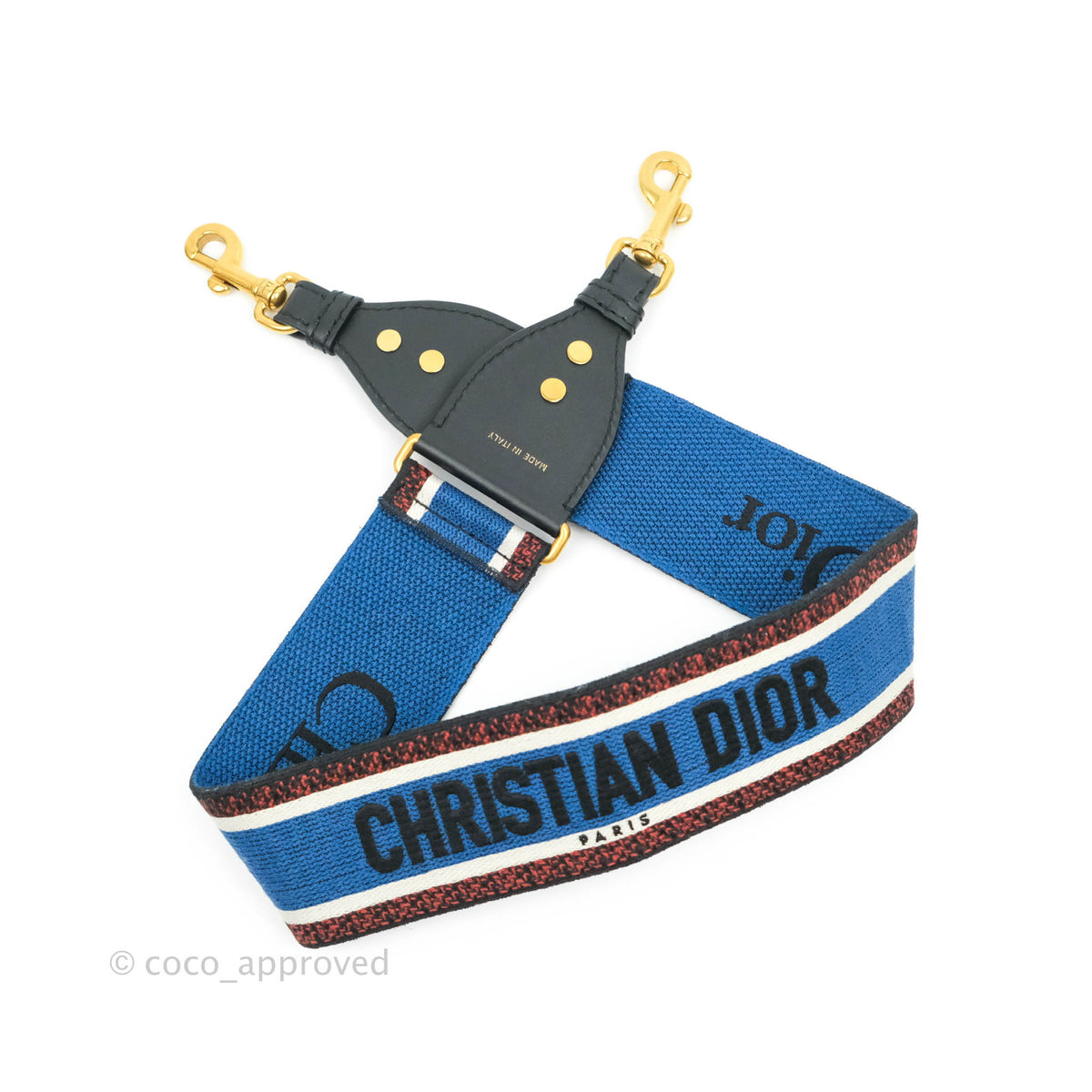 Christian Dior Navy 'Christian Dior Paris' Embroidery Shoulder Strap – Coco  Approved Studio