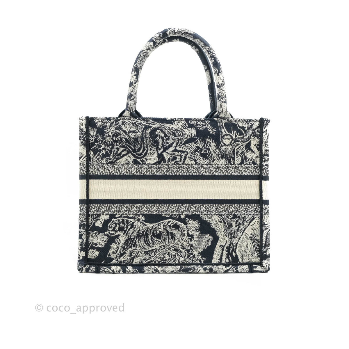Christian Dior Embroidered Toile De Jouy Small Canvas Book Tote Navy – Coco  Approved Studio