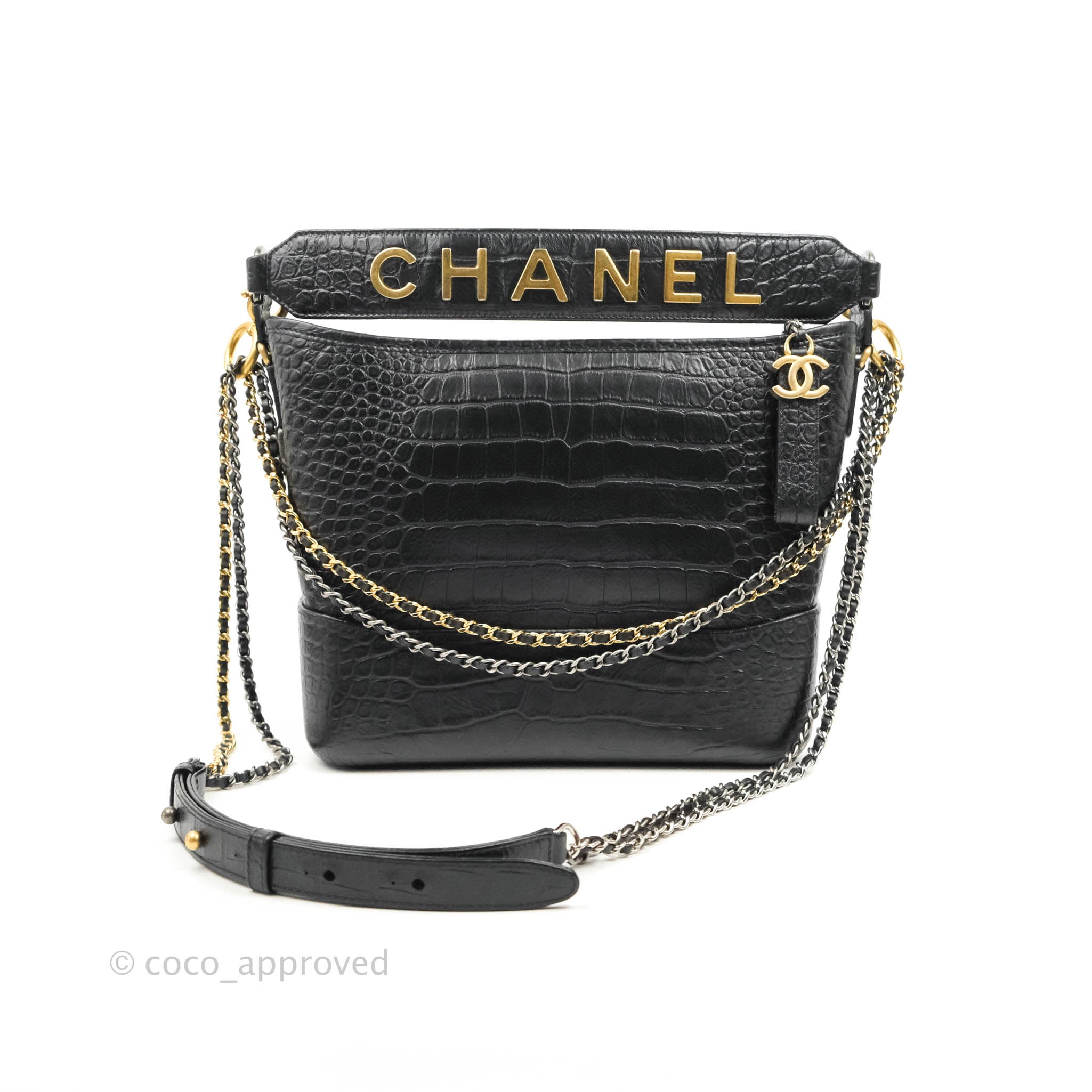 Chanel Gabrielle Large Croc Embossed, Preowned in Dustbag - Julia
