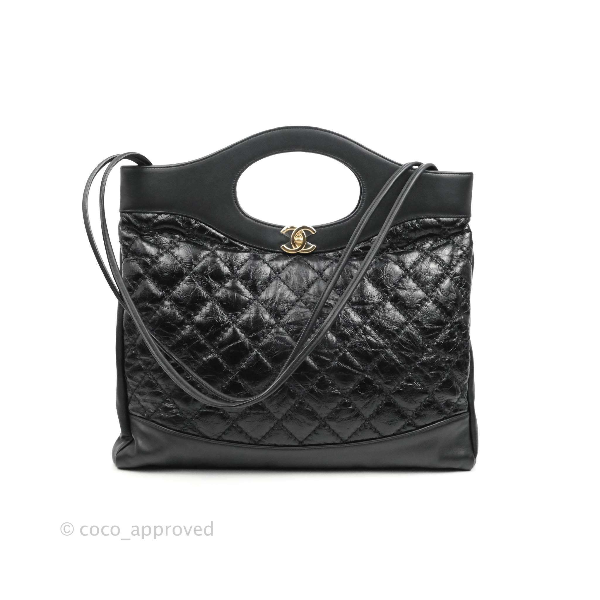 Chanel 31 large shopping bag , Shiny crumpled calfskin & gold-tone
