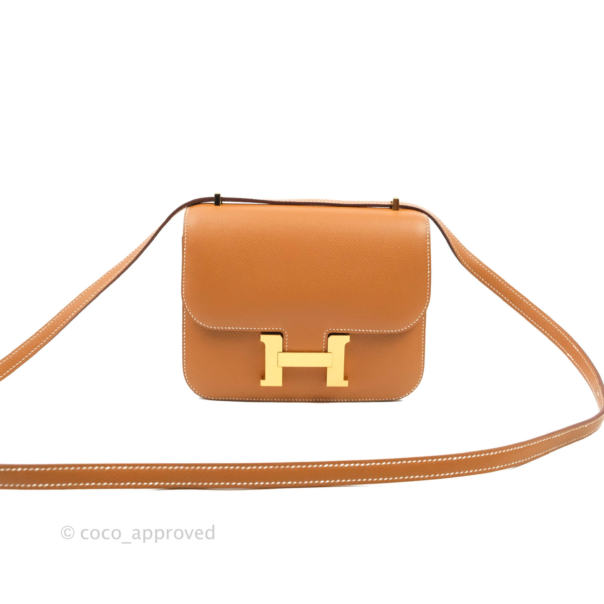 Hermes Constance 18 Mini Bag Gold w/ Gold Hardware Epsom Leather –  Mightychic