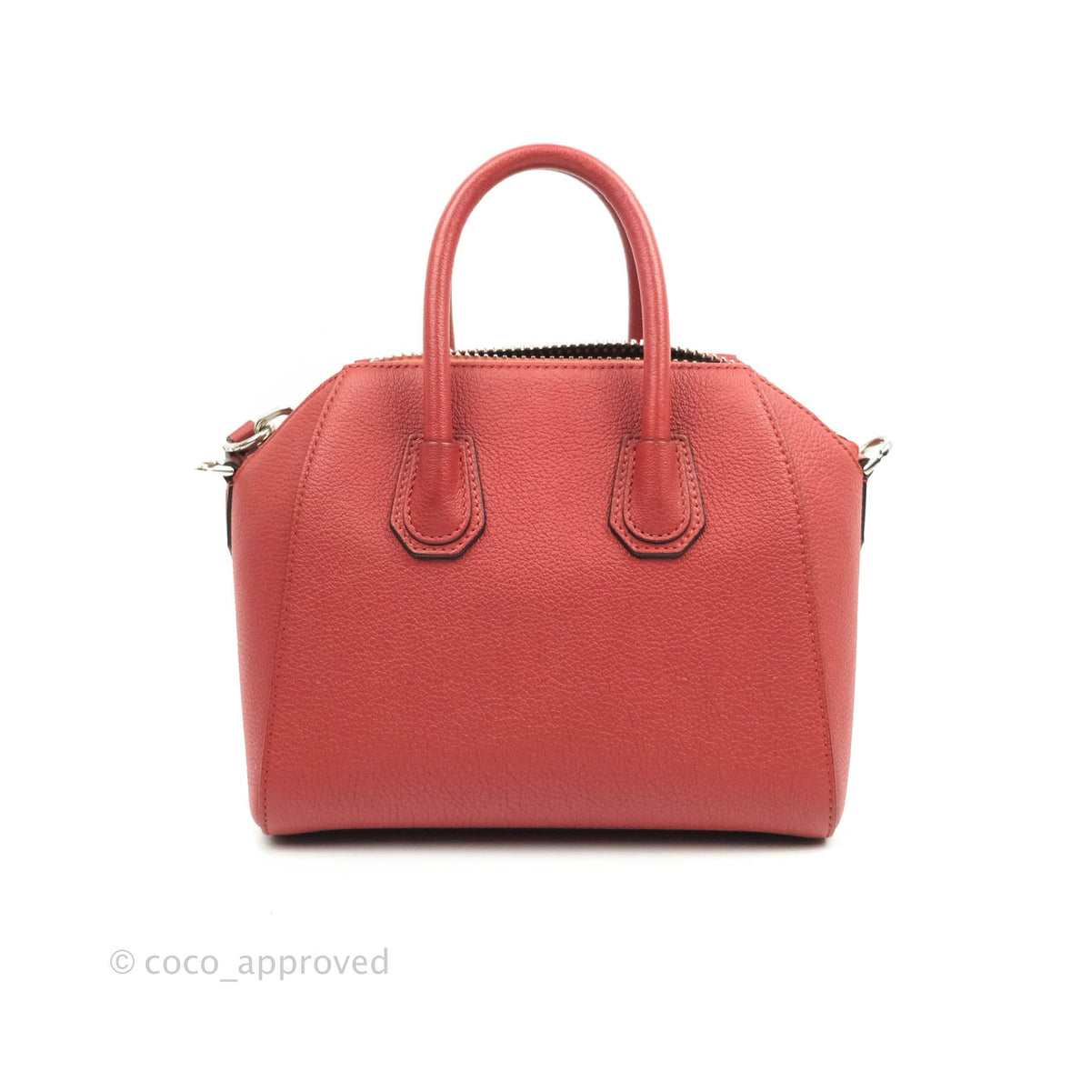 Givenchy Antigona Mini Red Grained Calfskin Silver Hardware – Coco